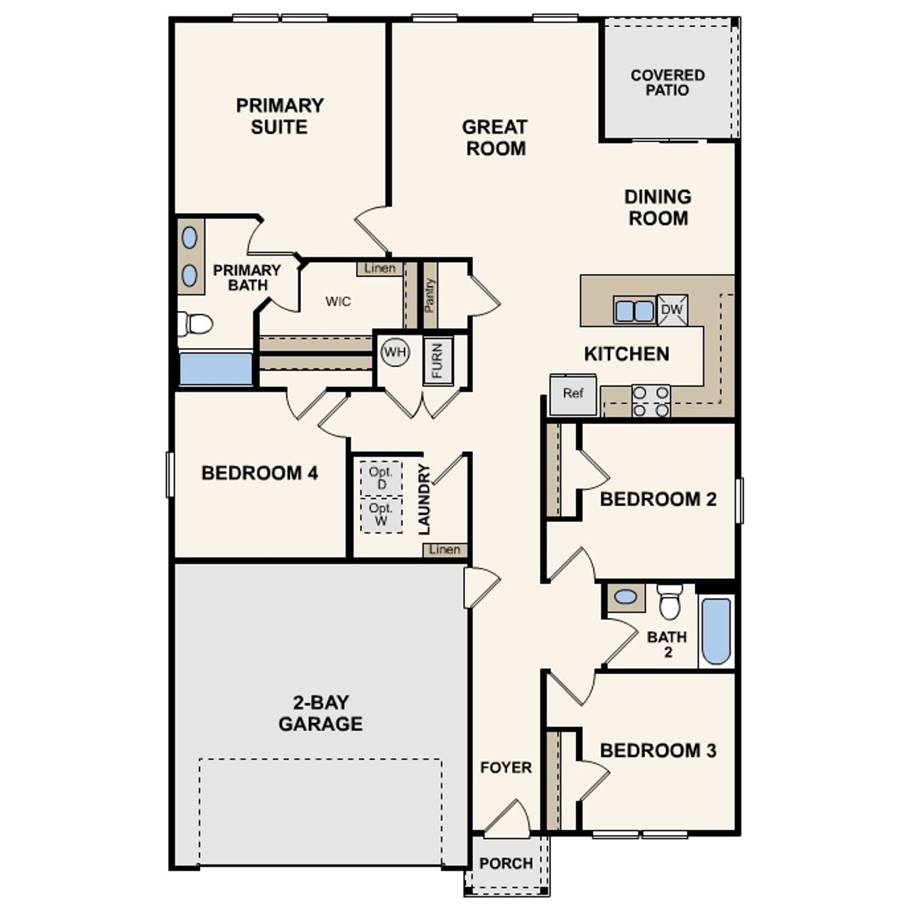 2D floor plan layout for the Covington by Century Communities in Middlefield Village, Dallas, TX (Image 2).
