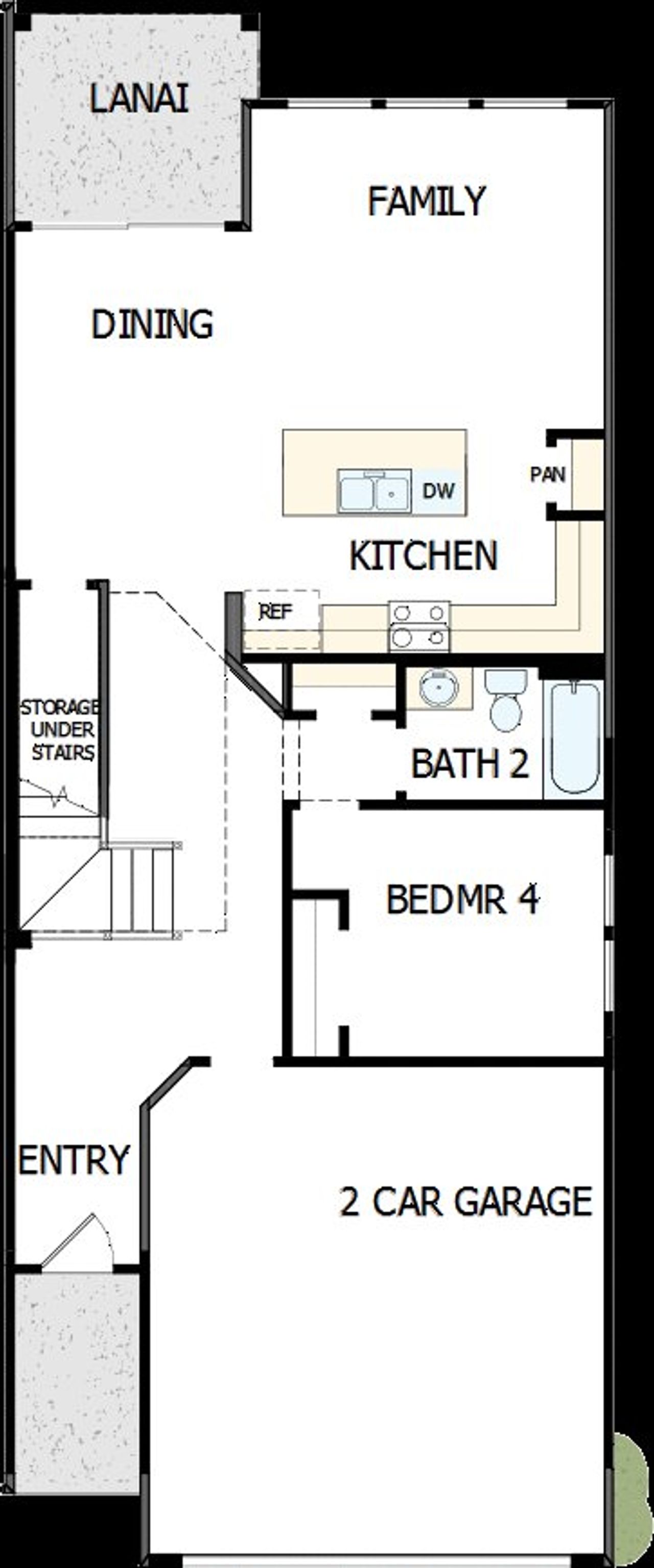 2D floor plan layout of this home in Kettering at eTown - Paired Villas, Jacksonville, FL (Image 2).
