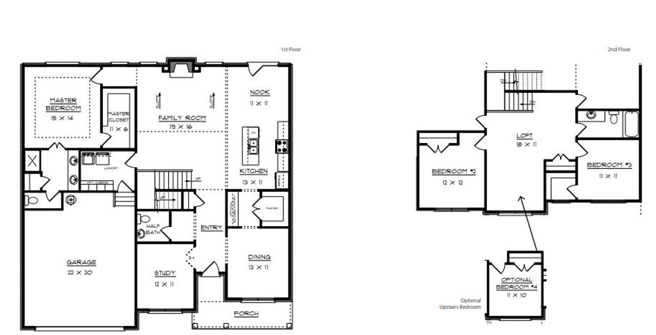 2D floor plan layout for the Rowan by Southeastern Building Corporation in Saundersville Station, Hendersonville, TN (Image 2).
