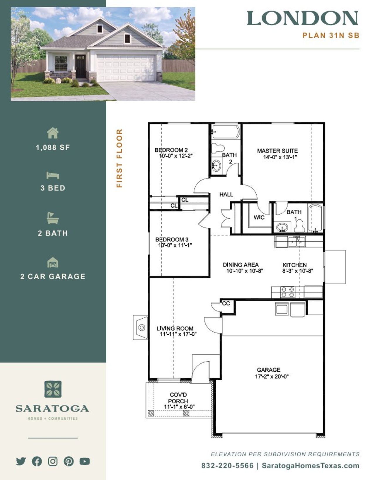 2D floor plan layout of this home in Aldine Pines, Houston, TX (Image 2).