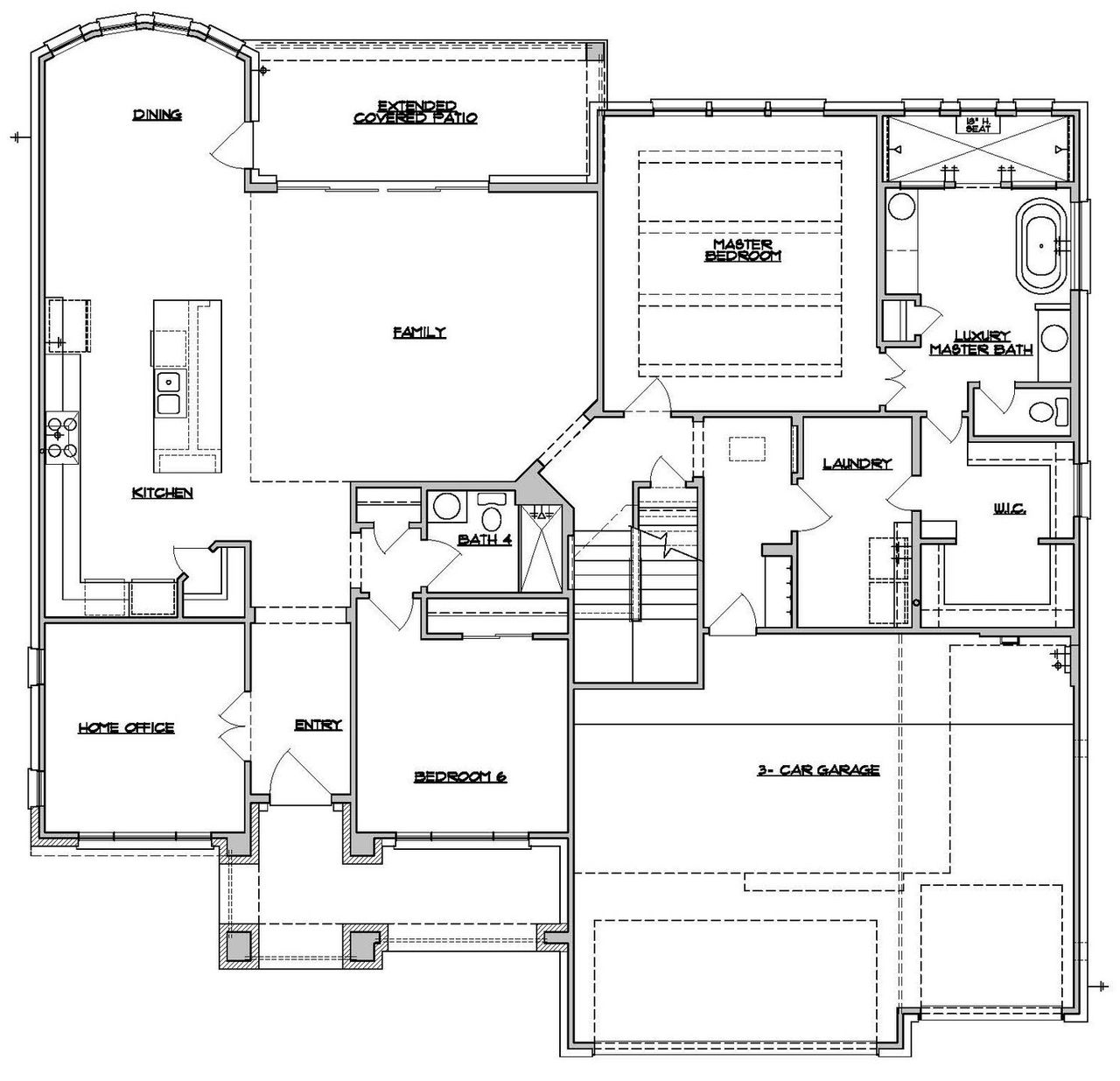 2D floor plan layout of this home in Santa Rita Ranch, Liberty Hill, TX (Image 2).
