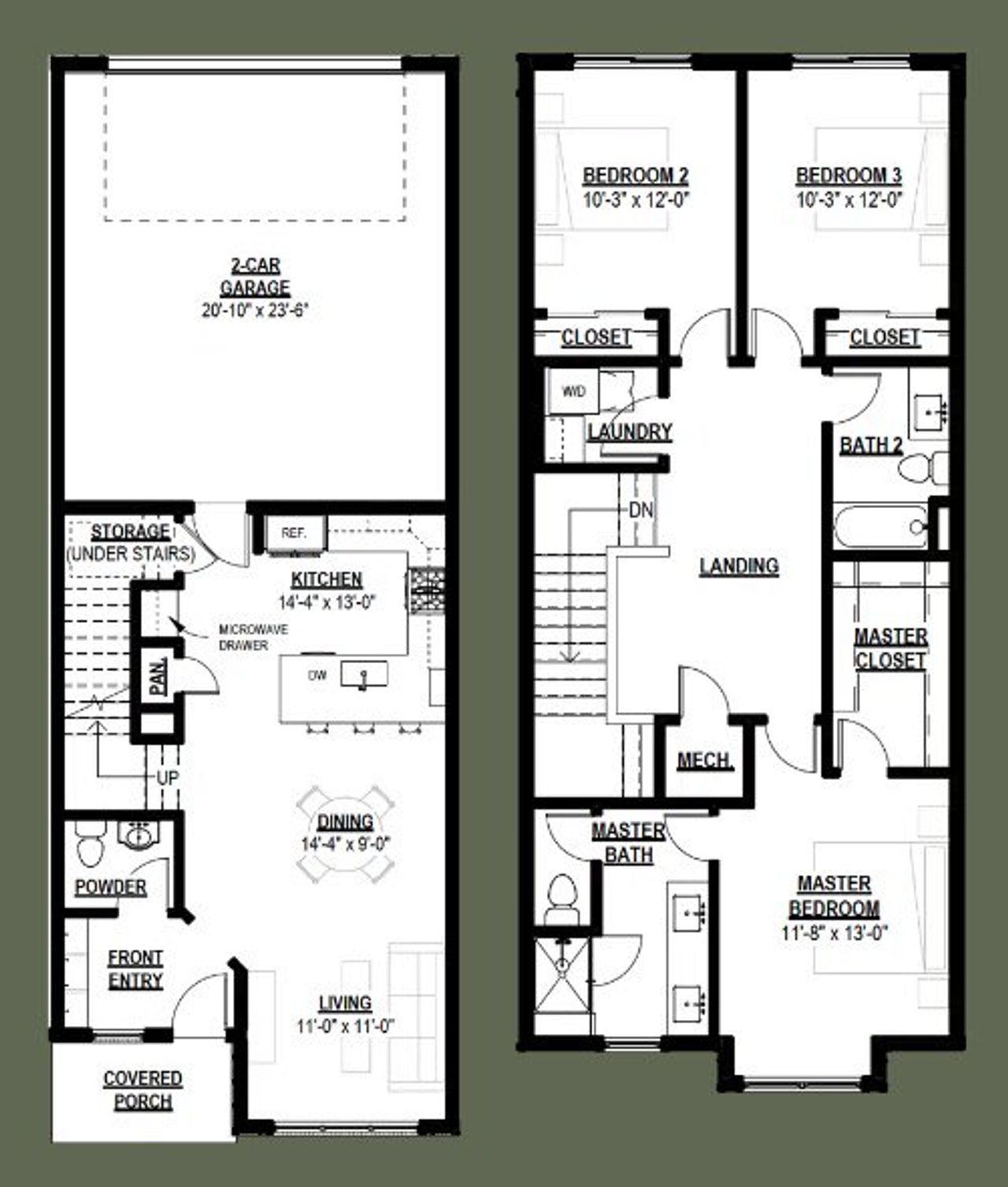 2D floor plan layout for the Glacier by Black Timber Builders in Kechter Farm, Fort Collins, CO (Image 2).