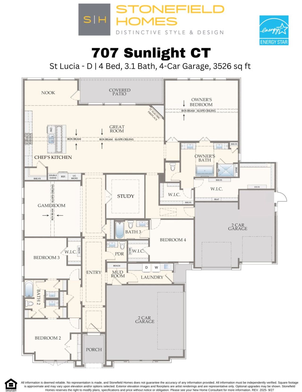 2D floor plan layout of this home in Heath Golf and Yacht: Elegante' Series, Forney, TX (Image 2).