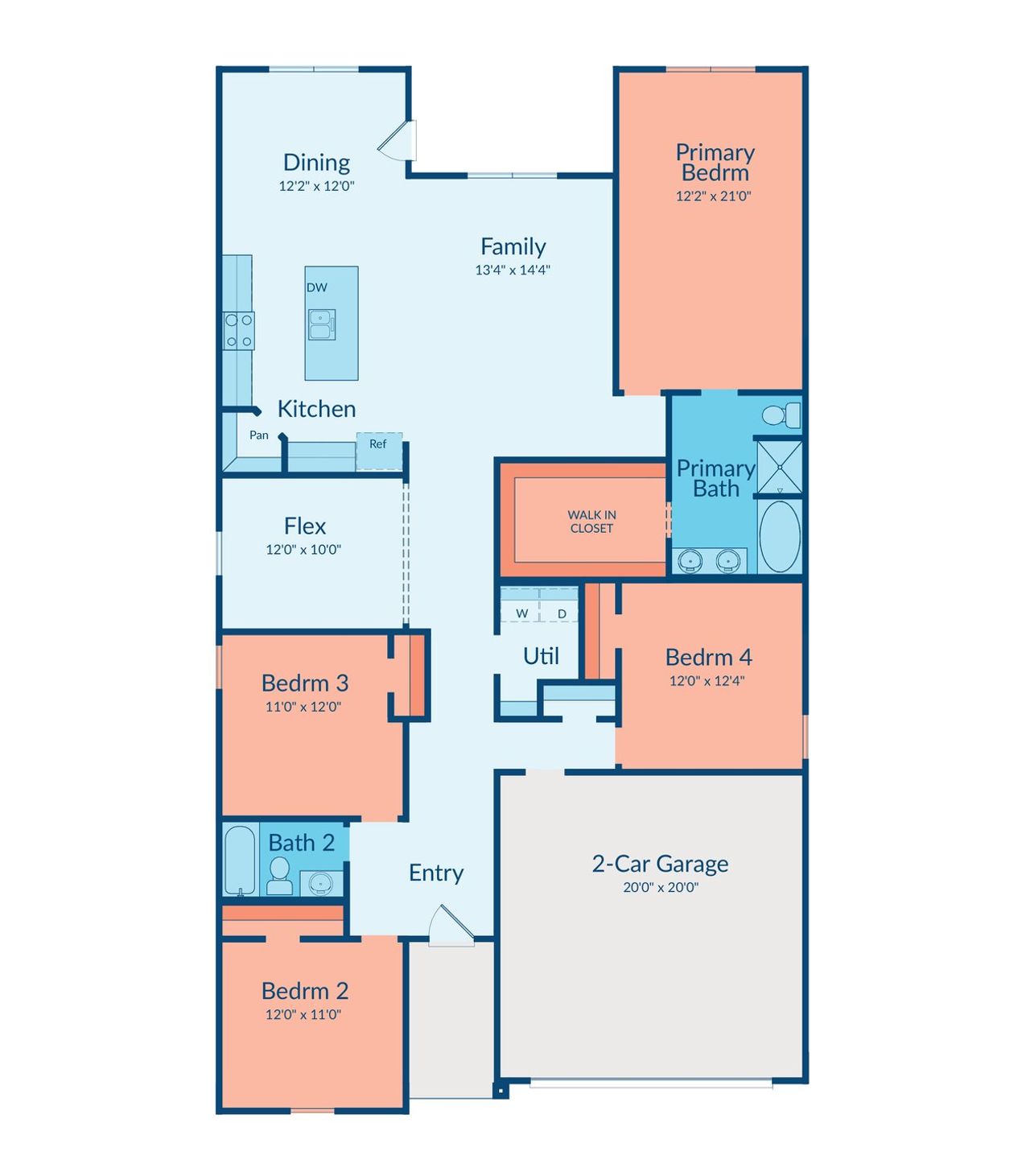 2D floor plan layout of this home in Sunterra Lakes, Brookshire, TX (Image 2).