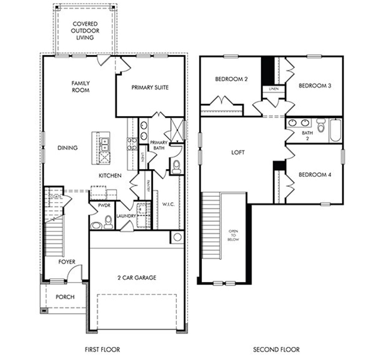 2D floor plan layout of this home in Pfennig Place, Pflugerville, TX (Image 2).