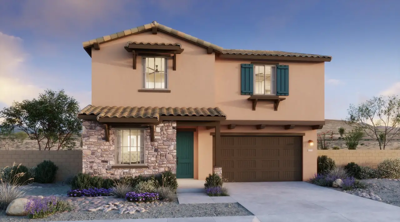 Representative exterior photo of a completed home built from the 3 by Risewell Homes in Bella Storia, Gilbert, AZ (Image 2).