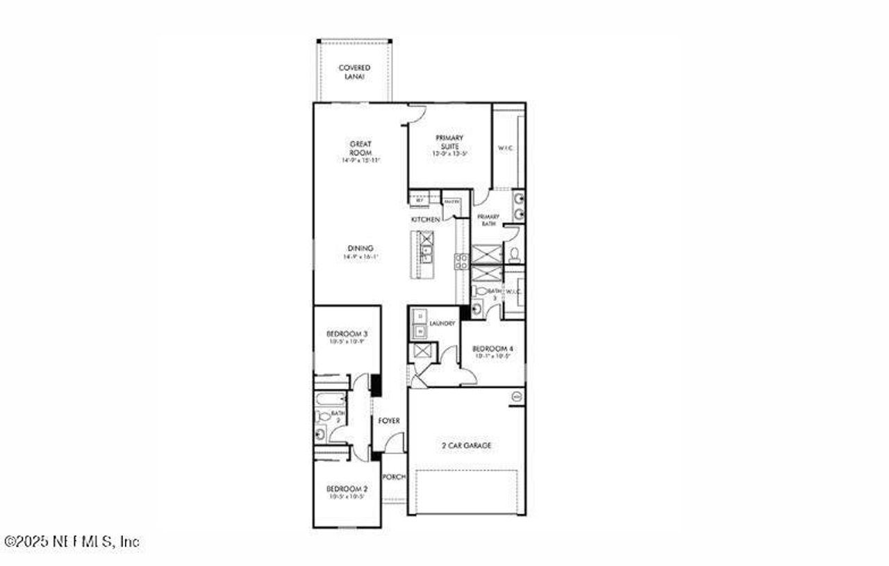 2D floor plan layout of this home in Colbert Landings, Palm Coast, FL (Image 2).