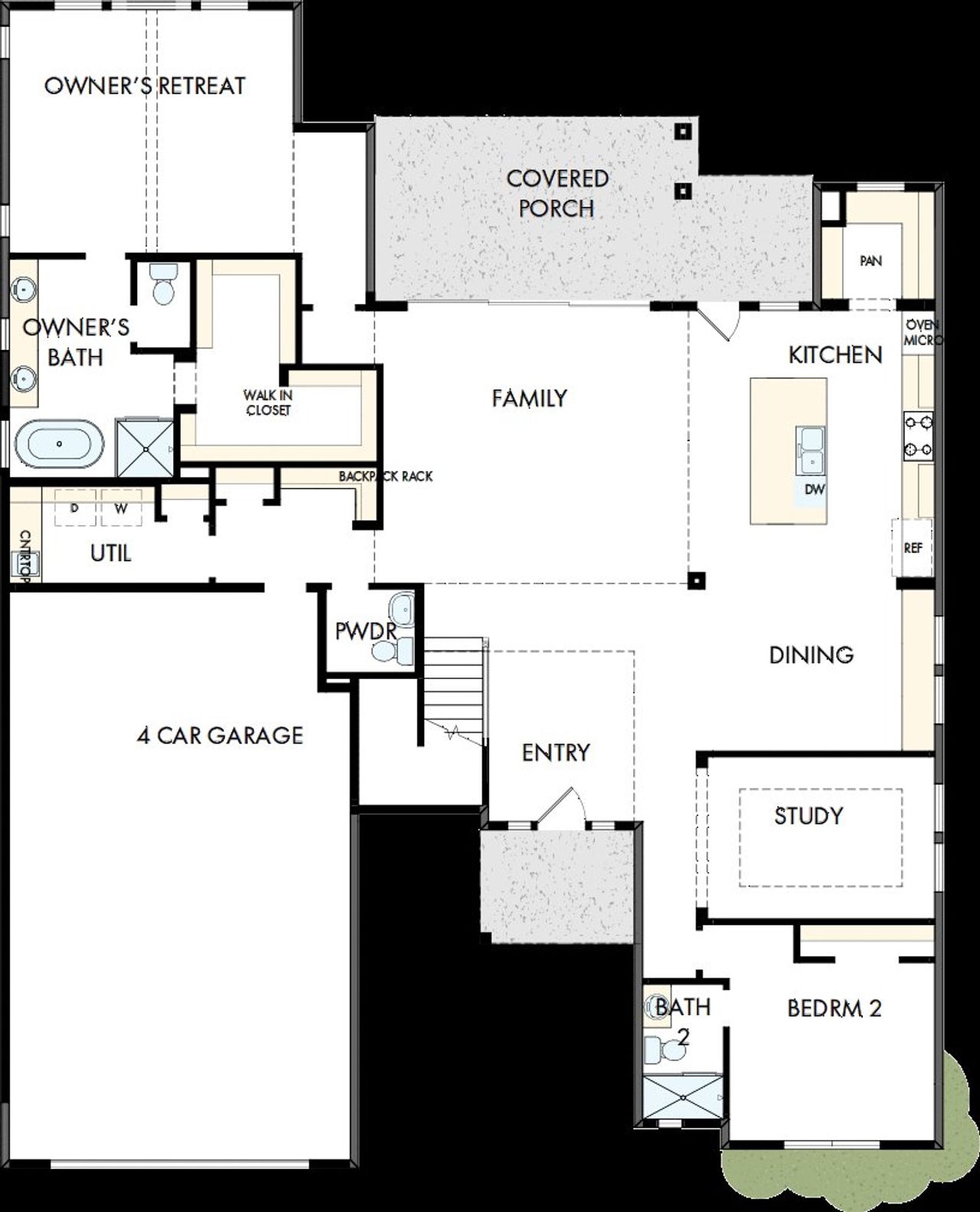 2D floor plan layout of this home in The Woodlands Hills 70’, Willis, TX (Image 2).