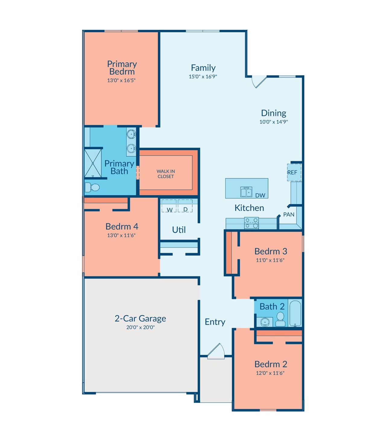 2D floor plan layout of this home in Meridiana, Manvel, TX (Image 2).