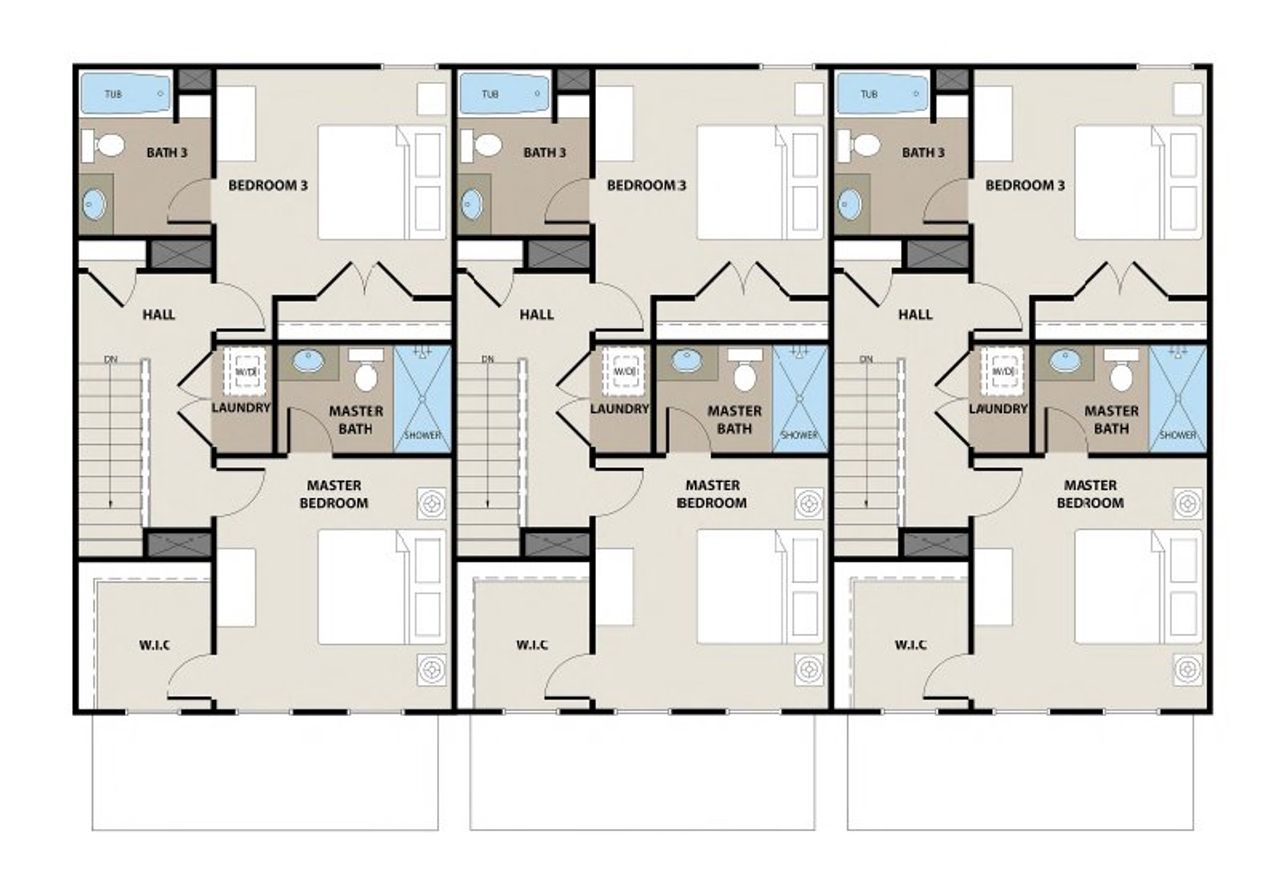 2D floor plan layout for the Marlene Townhome by Peachtree Building Group in The Cottages at East Lanier, Fayetteville, GA (Image 2).