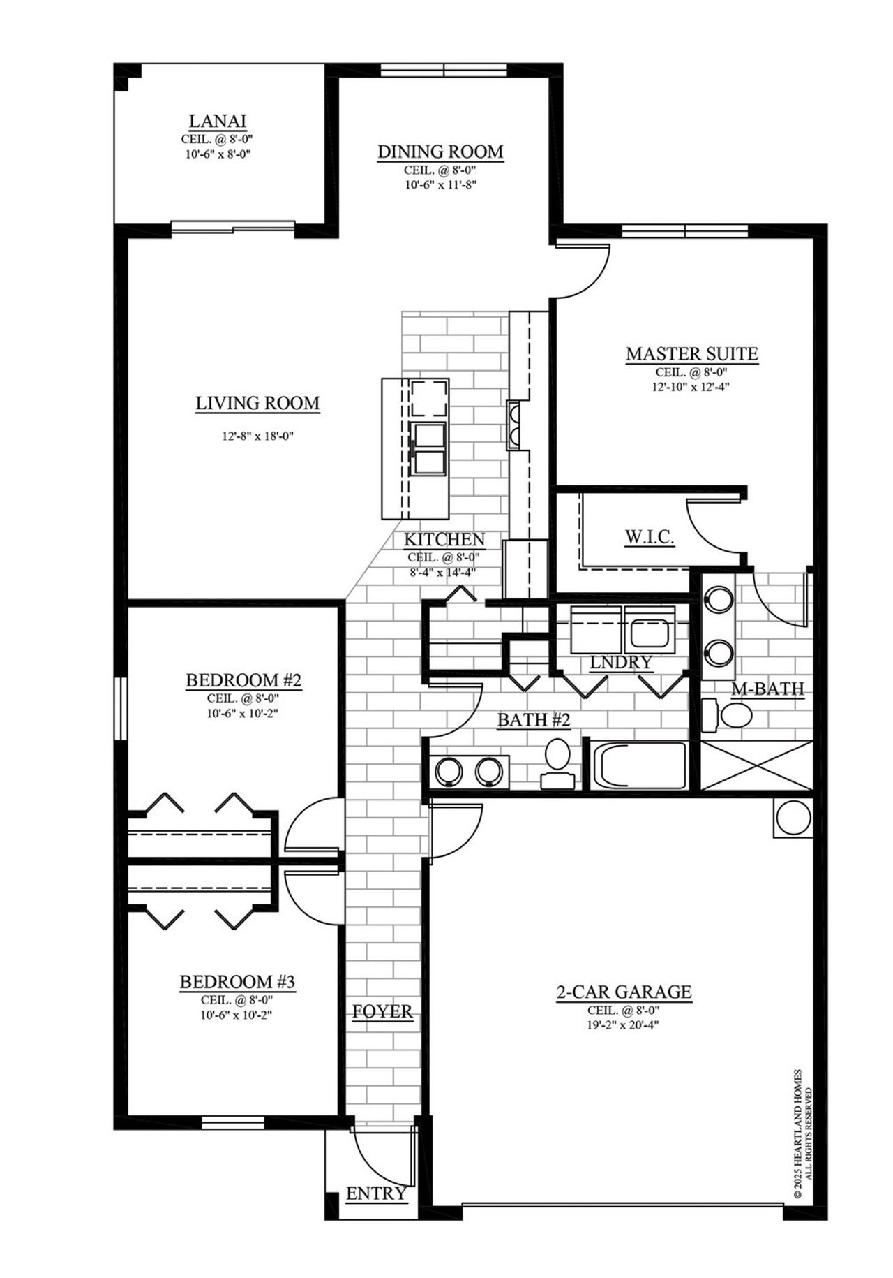 2D floor plan layout for the The Highland by Heartland Homes of Florida in Port LaBelle, Port LaBelle, FL (Image 2).