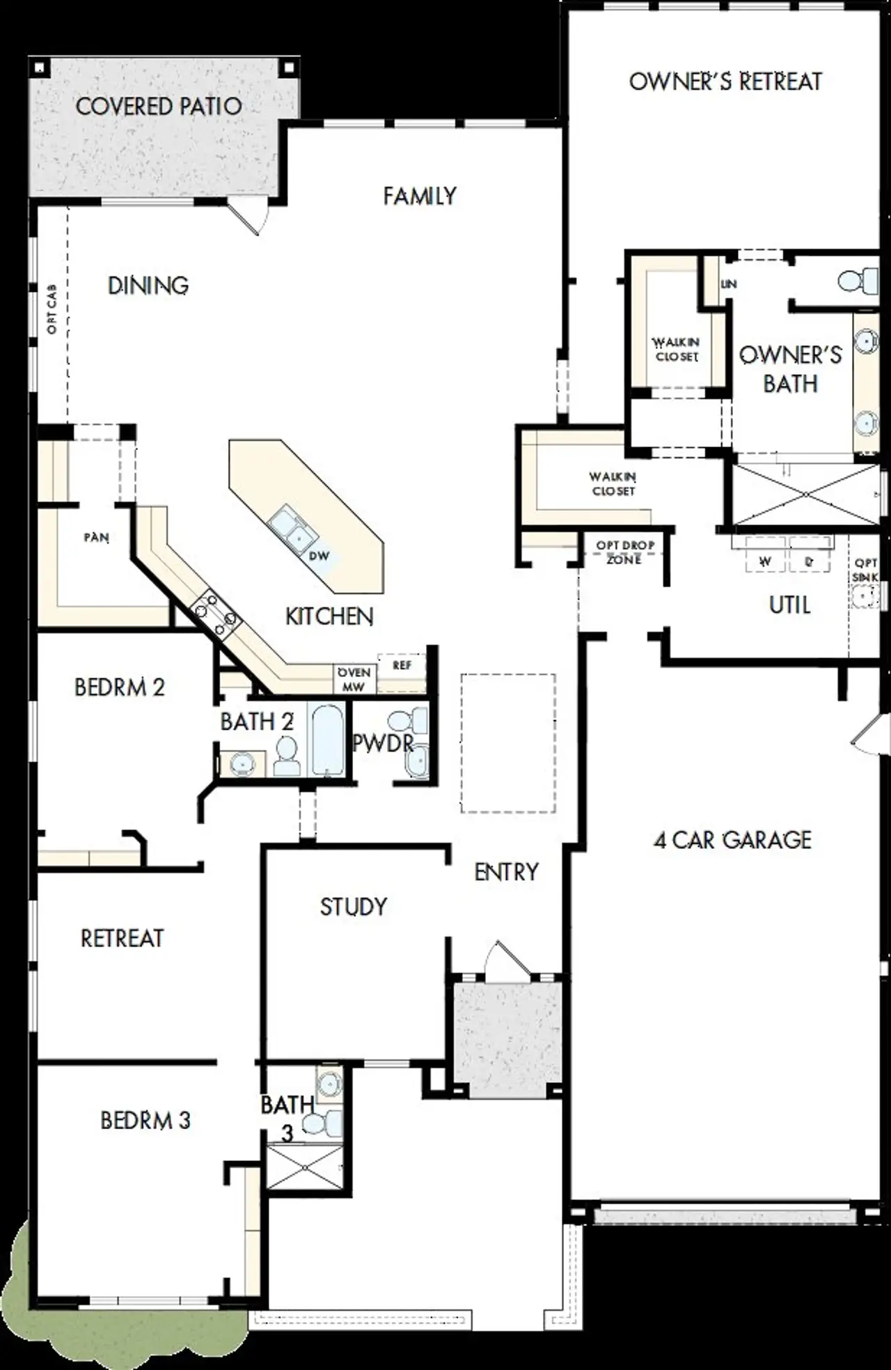 2D floor plan layout of this home in Sentiero at Windrose, Waddell, AZ (Image 2).