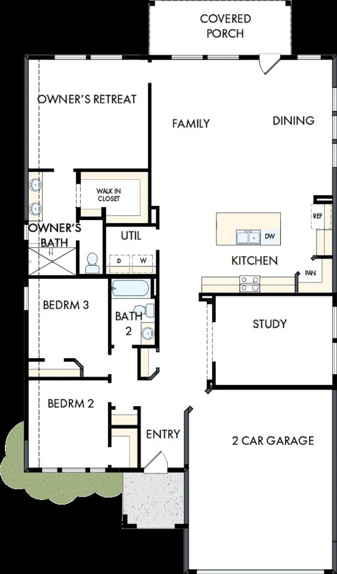 2D floor plan layout of this home in Beacon Point at Lago Mar - Retreat Collection, Texas City, TX (Image 2).