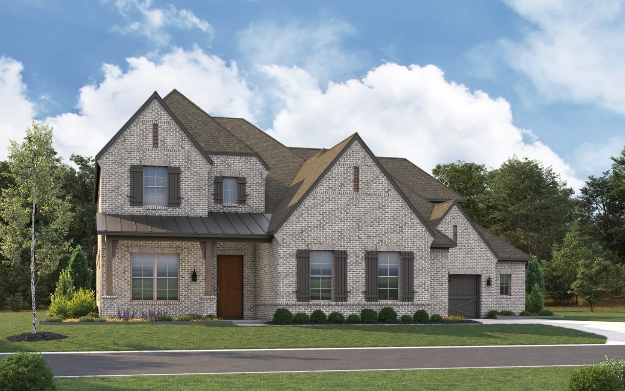 Representative exterior photo of a completed home built from the 6081 by Tradition Homes in Furst Ranch – 80′ Lots, Argyle, TX (Image 2).