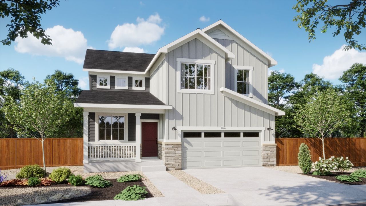 Representative exterior photo of a completed home built from the 3504 by Risewell Homes in Harvest Crossing, Aurora, CO (Image 2).