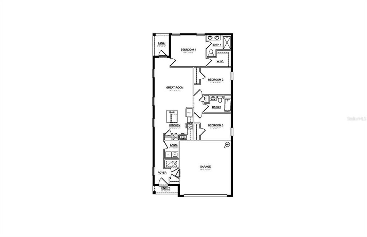 2D floor plan layout of this home in Ruskin Preserve, Ruskin, FL (Image 2).