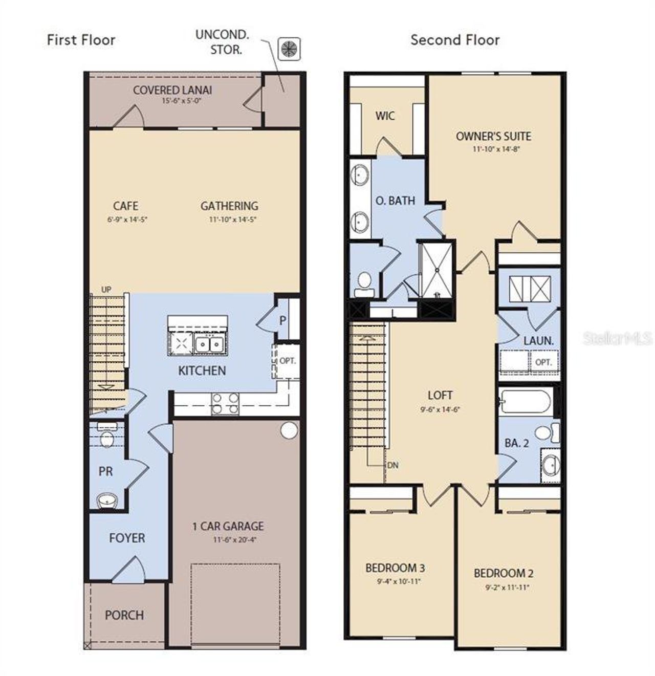 2D floor plan layout of this home in Canopy Preserve, Deland, FL (Image 2).