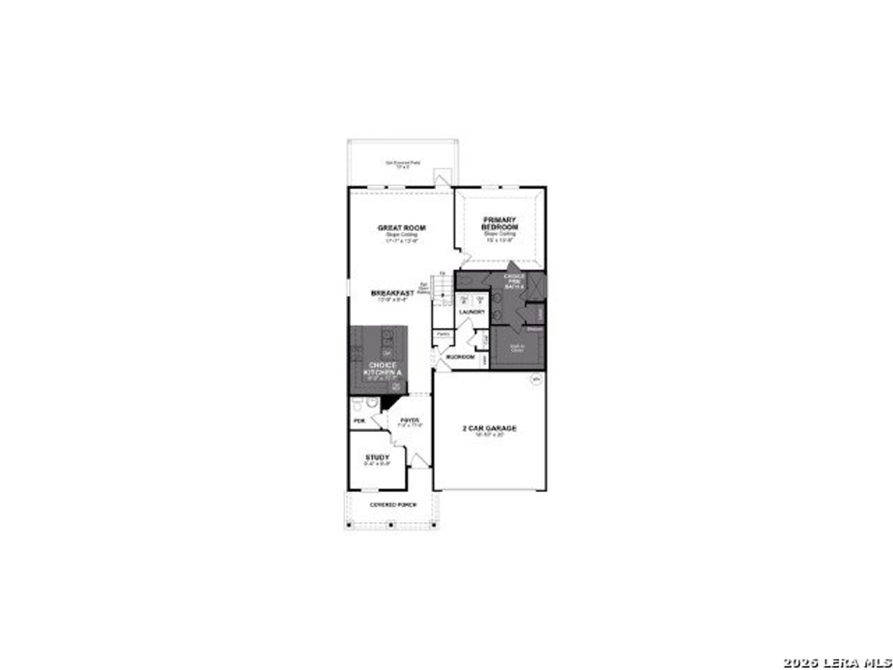 2D floor plan layout of this home in Hunter's Ranch, San Antonio, TX (Image 2).