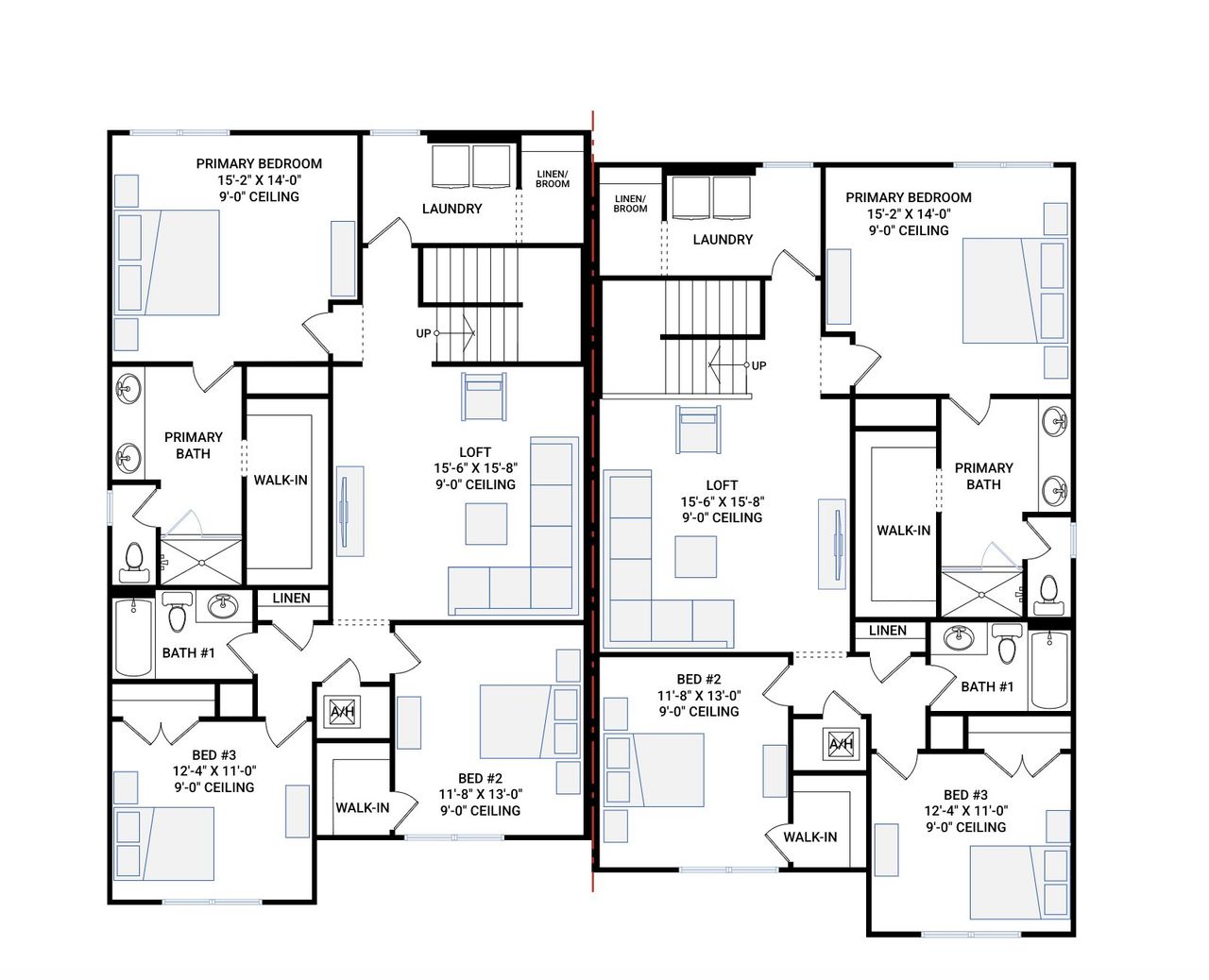 2D floor plan layout for the Timberland Paired by Cardel Homes in North River Ranch, Parrish, FL (Image 2).