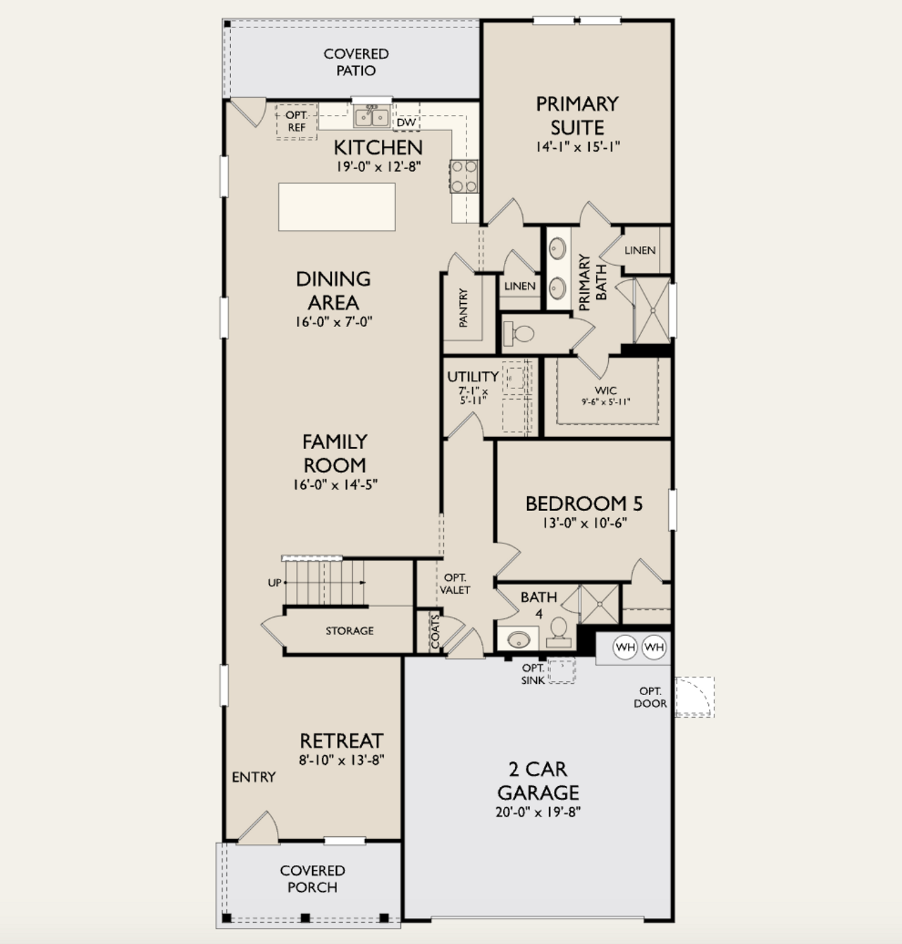 2D floor plan layout for the Knox by Ashton Woods in Covered Bridge, Hutto, TX (Image 2).