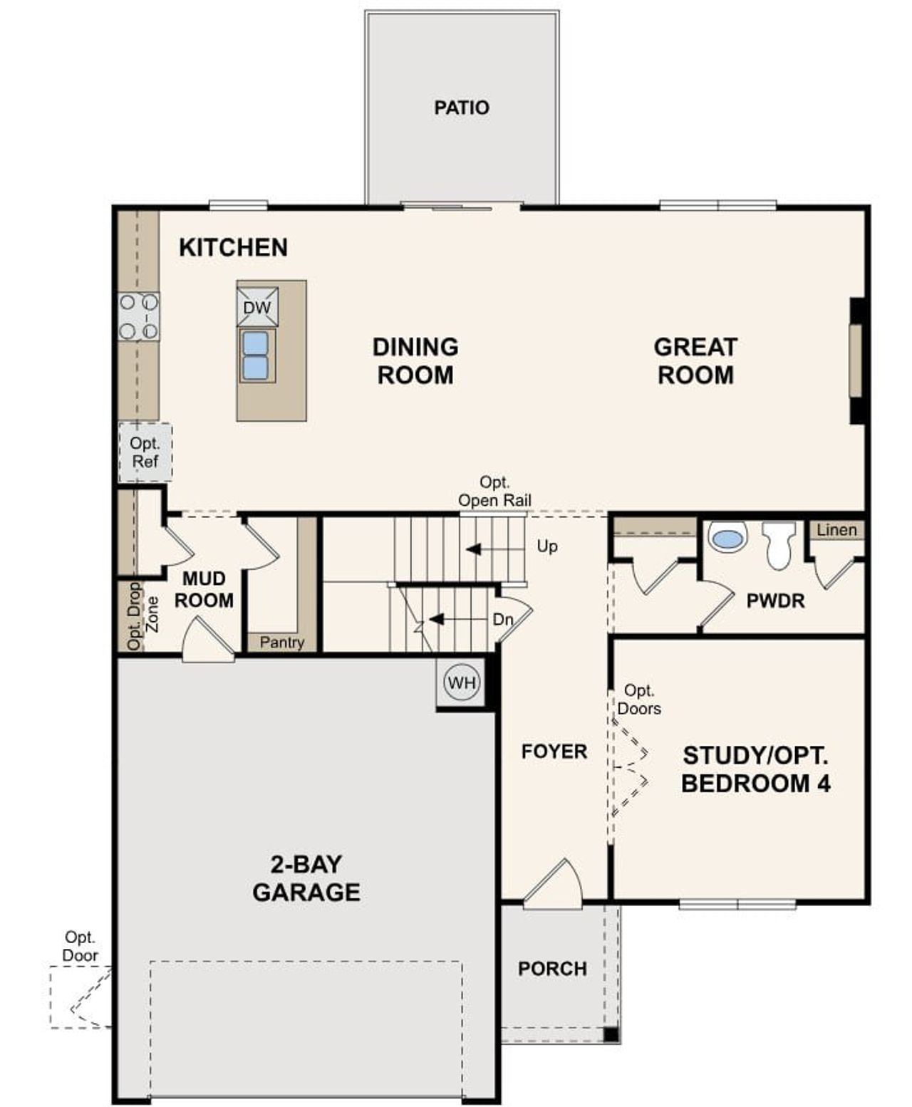 2D floor plan layout for the Greenfield by Century Communities in Hawthorne Reserve, Dallas, GA (Image 2). 2D floor plan layout for the Greenfield by Century Communities in Hawthorne Reserve, Dallas, GA (Image 2).