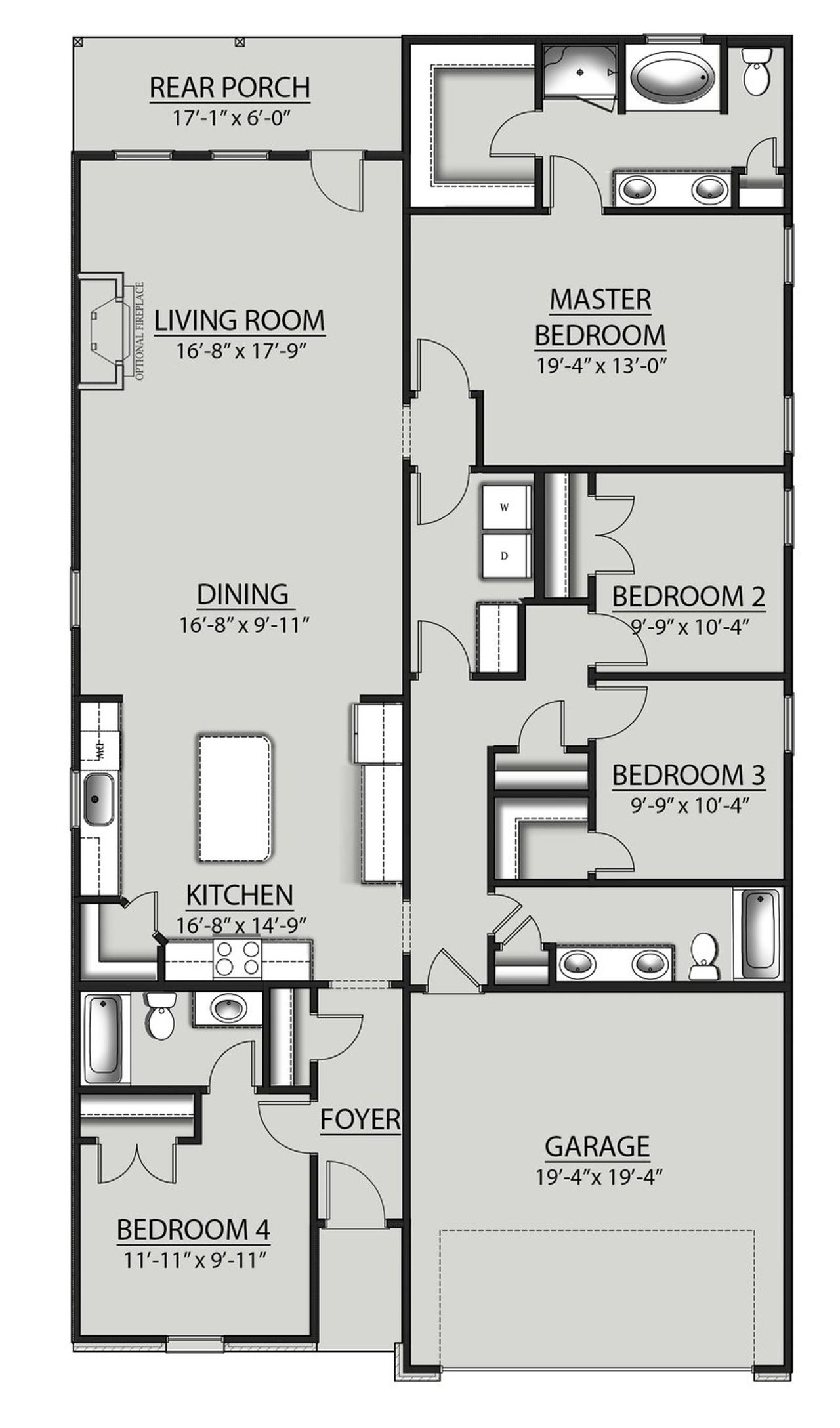 2D floor plan layout for the Fremont III G by DSLD Homes in Eagle Pointe, Pensacola, FL (Image 2).