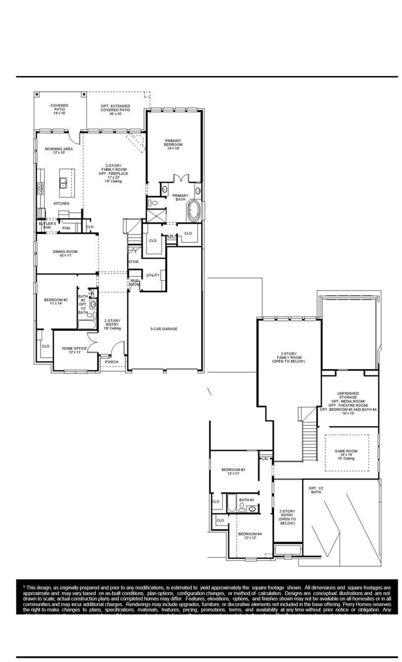 2D floor plan layout of this home in Parkside on the River West, Georgetown, TX (Image 2).