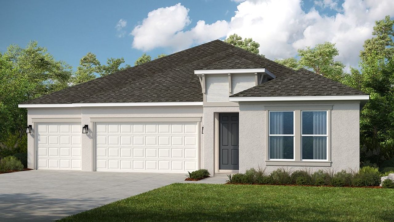 Representative exterior photo of a completed home built from the Bainbridge by Taylor Morrison in The Waters at Center Lake Ranch, St. Cloud, FL (Image 2).