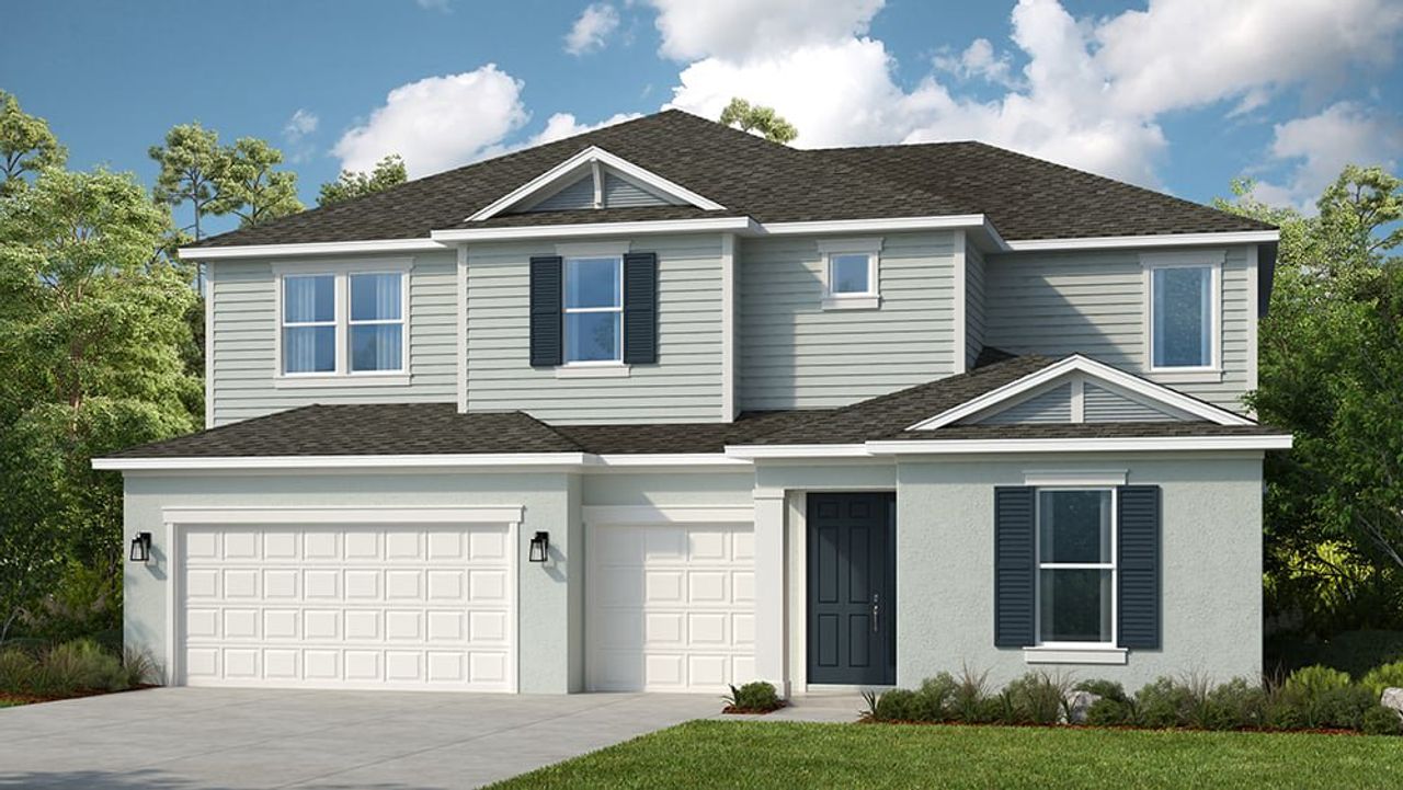 Representative exterior photo of a completed home built from the Nantucket by Taylor Morrison in The Waters at Center Lake Ranch, St. Cloud, FL (Image 2).