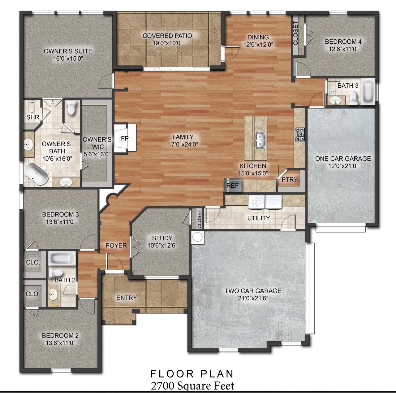 2D floor plan layout of this home in Coyote Crossing, Godley, TX (Image 2).