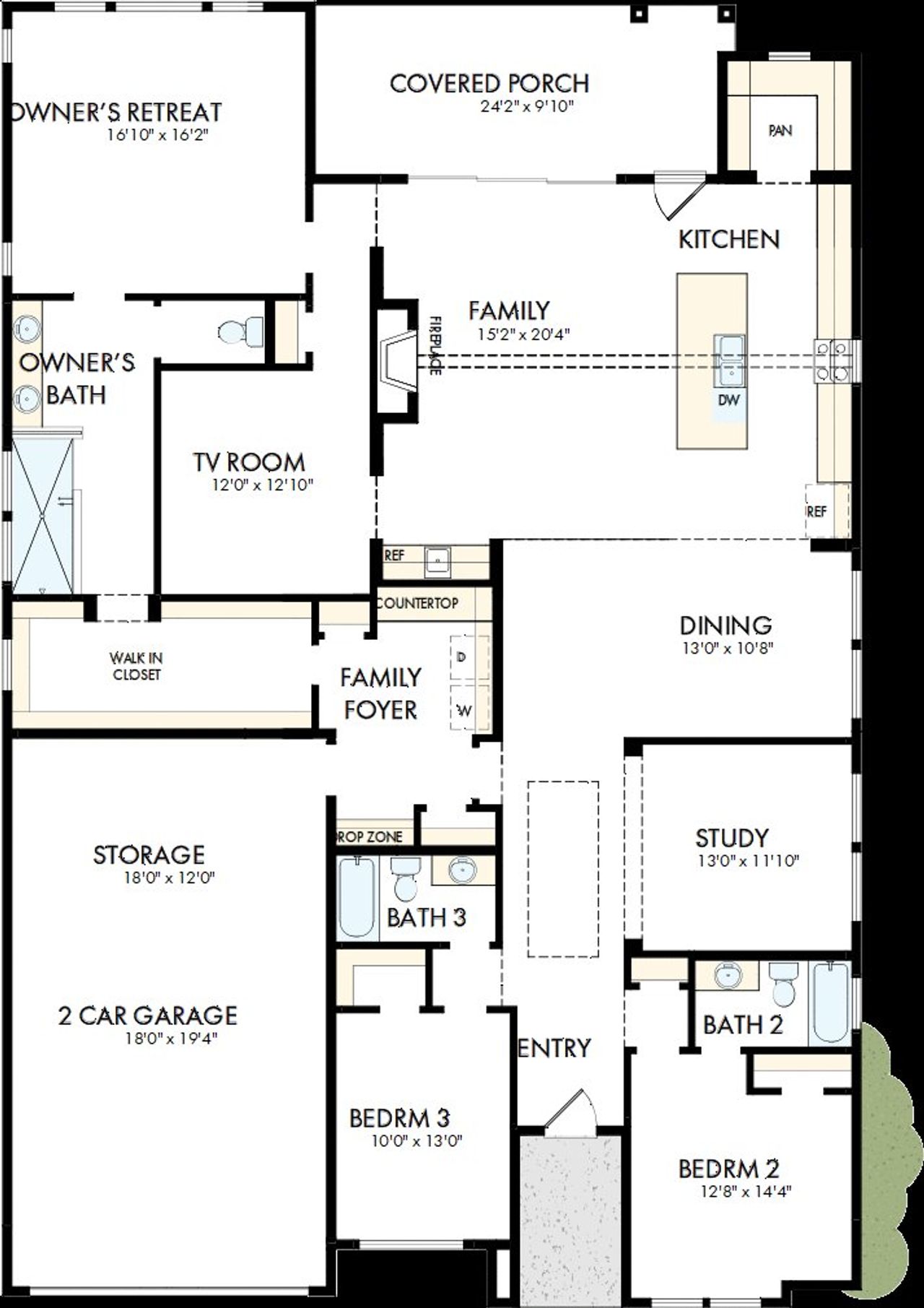 2D floor plan layout of this home in Kissing Tree – Summit Series, San Marcos, TX (Image 2).