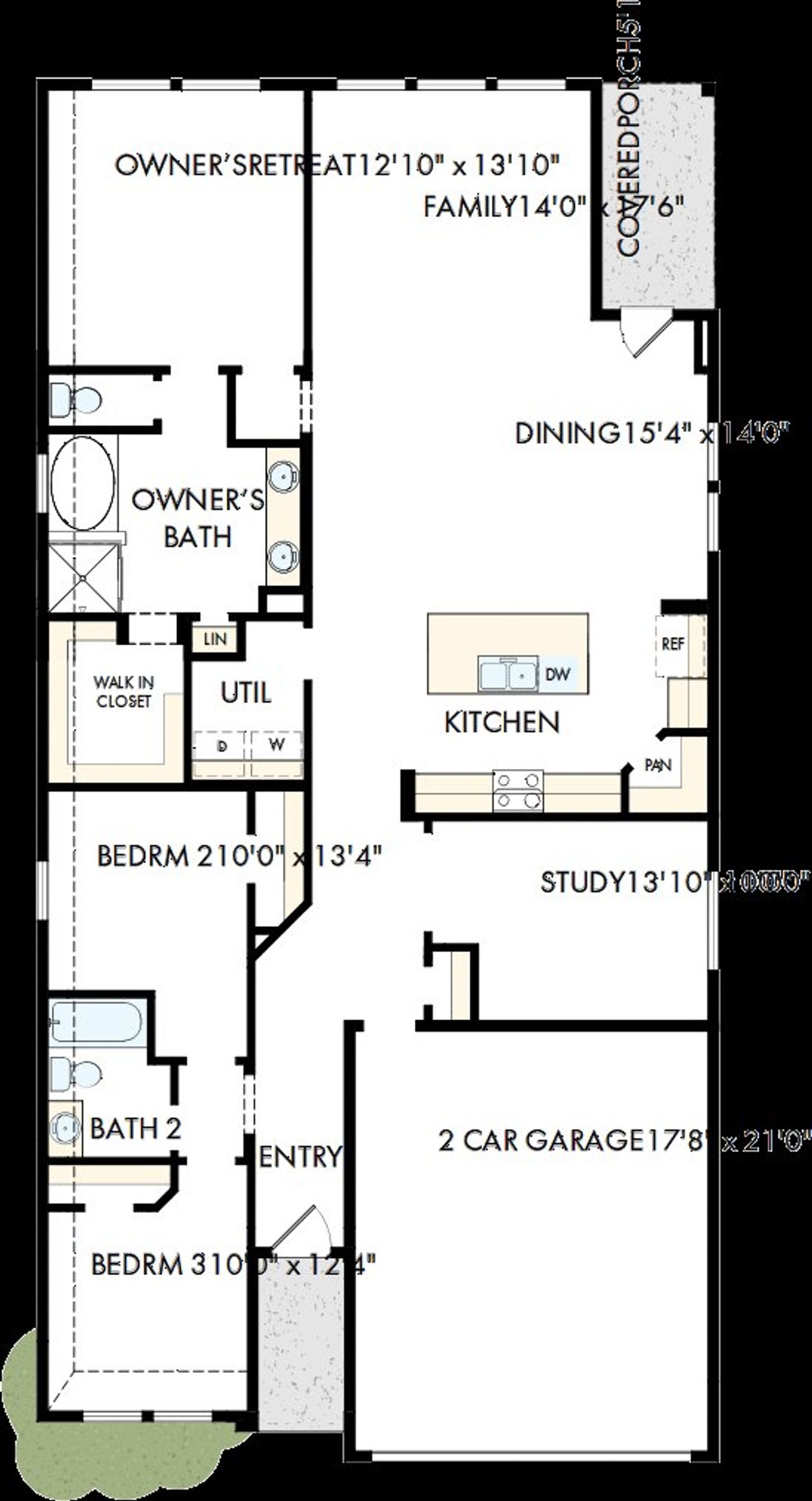 2D floor plan layout of this home in Brookewater - Terrace Collection, Rosenberg, TX (Image 2).
