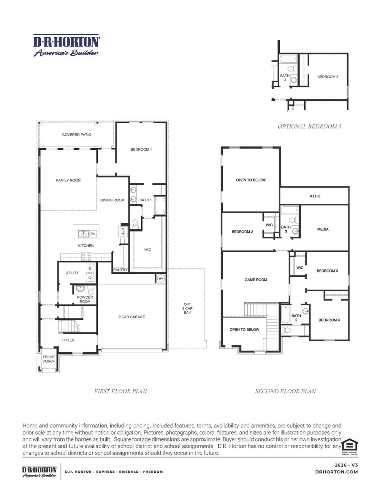 2D floor plan layout for the Sterling - 2626 by D.R. Horton in Caldwell Crossing, Iowa Colony, TX (Image 2).
