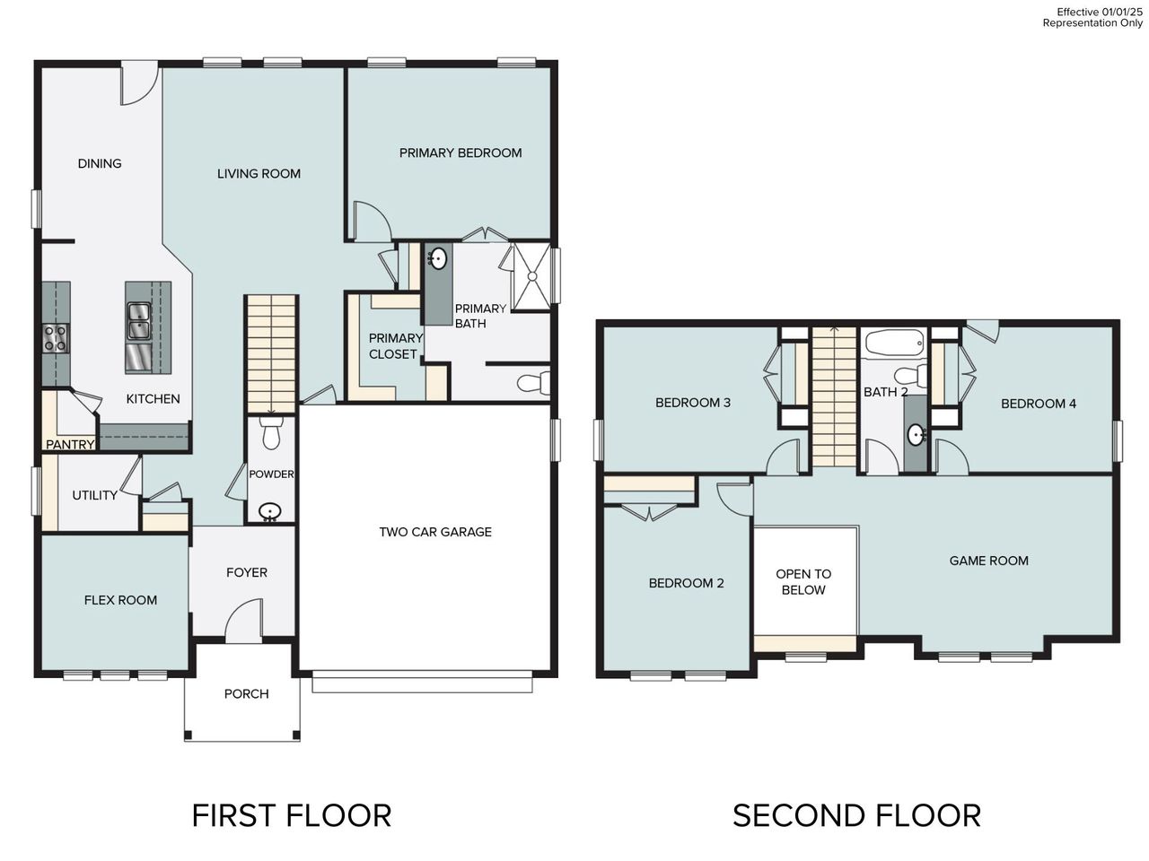 2D floor plan layout of this home in Casetta Ranch, Kyle, TX (Image 2). 2D floor plan layout of this home in Casetta Ranch, Kyle, TX (Image 2).