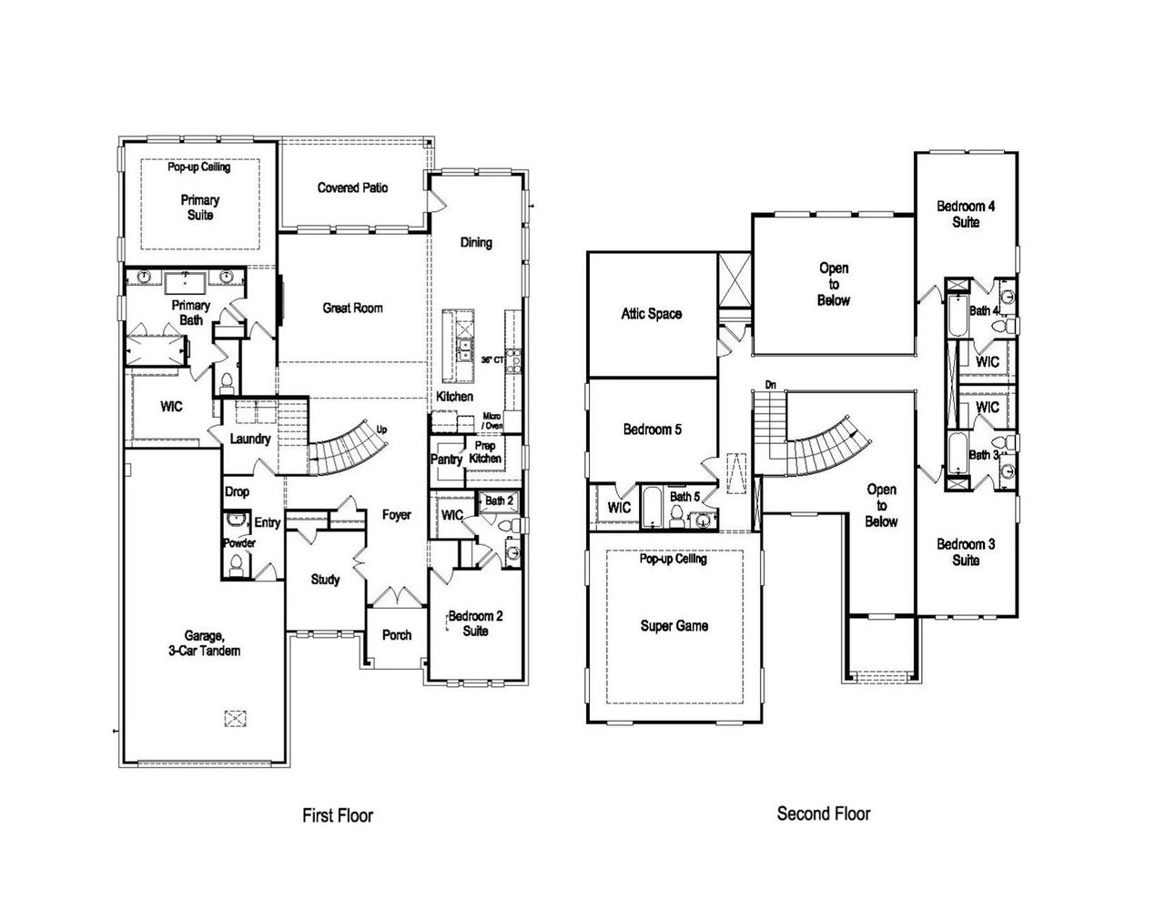 2D floor plan layout for the Vincent by Taylor Morrison in Ryehill, Rosenberg, TX (Image 2).