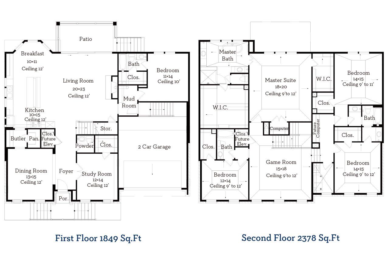 2D floor plan layout of this home in 4300 Verone Street, Bellaire, TX (Image 2).