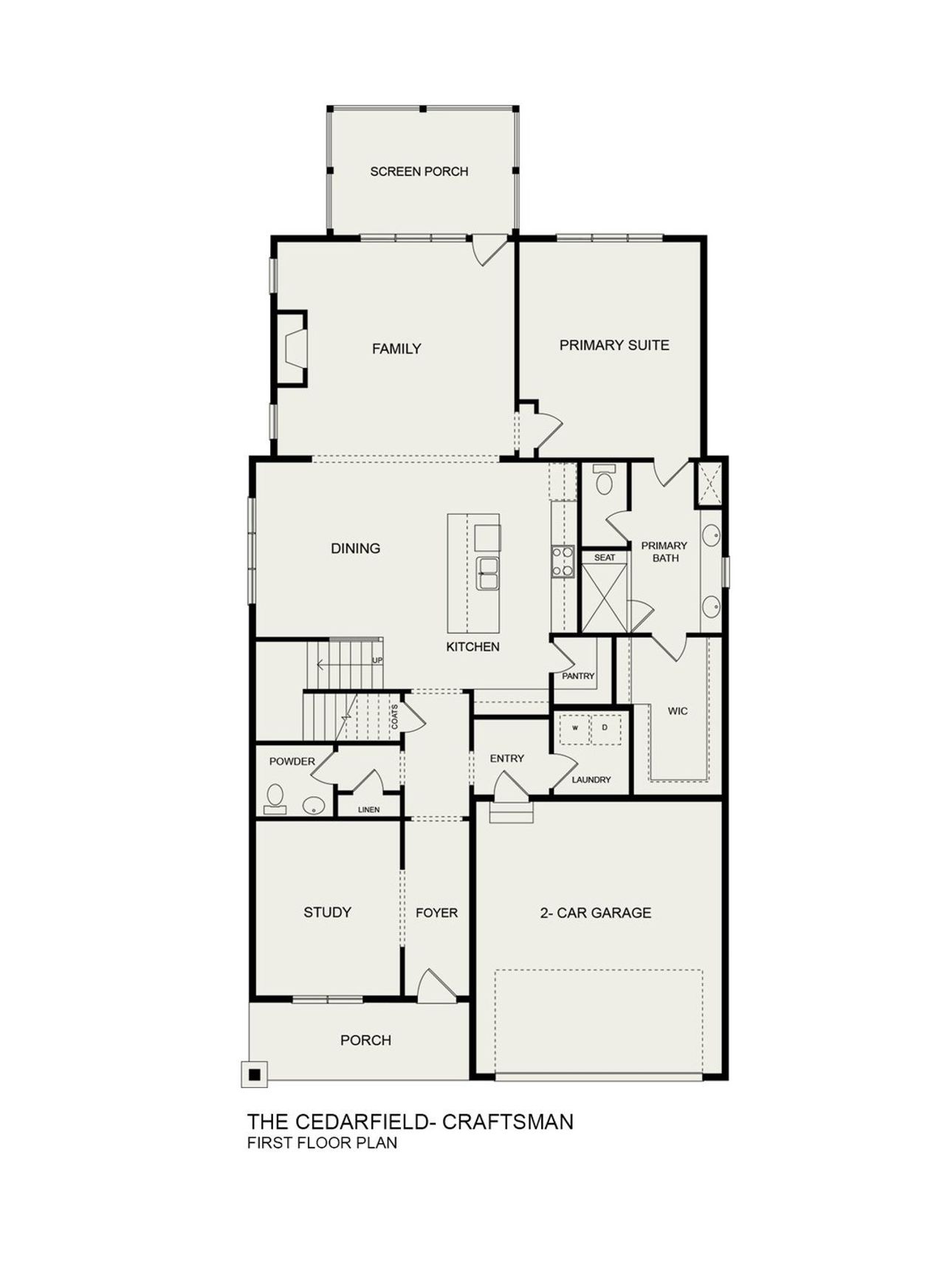 2D floor plan layout for the Cedarfield Craftsman by Homes by Dickerson in Ponder, Wendell, NC (Image 2).
