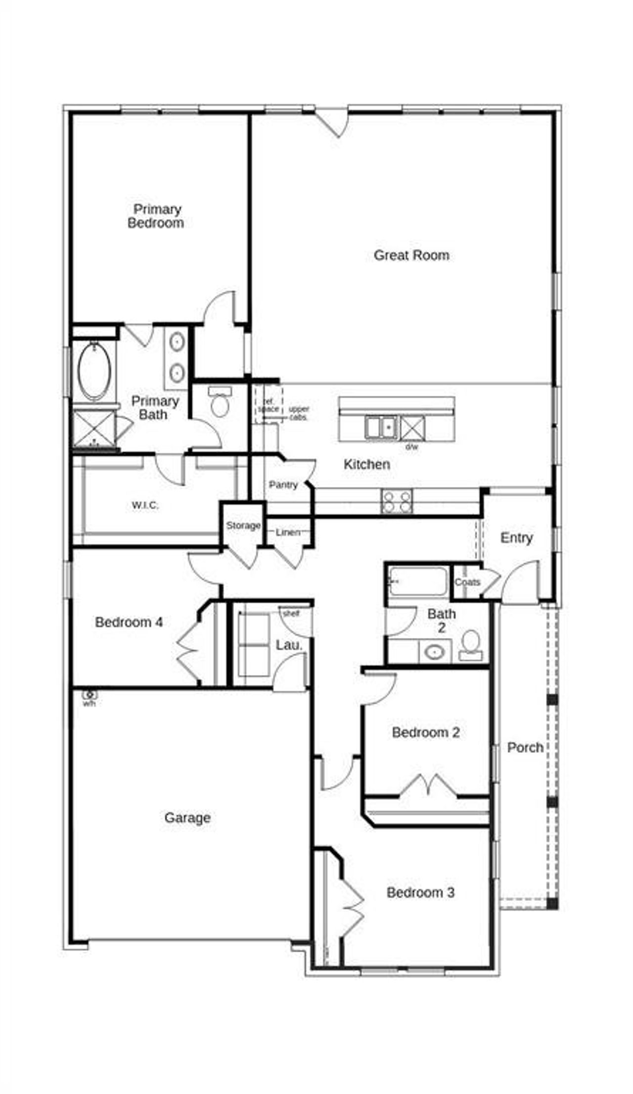 2D floor plan layout of this home in The Preserve, Justin, TX (Image 2).