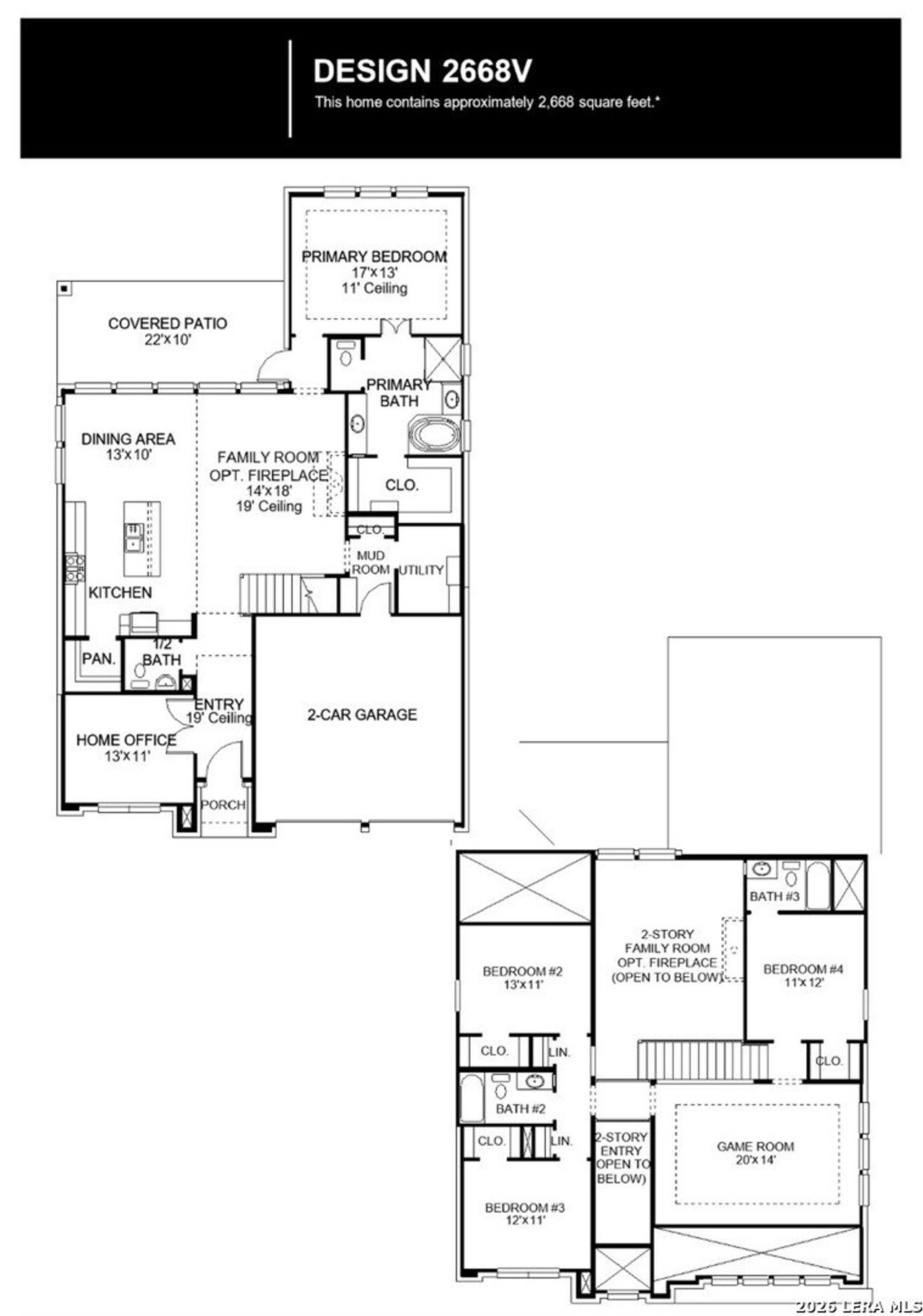 2D floor plan layout of this home in Corley Farms, Boerne, TX (Image 2).