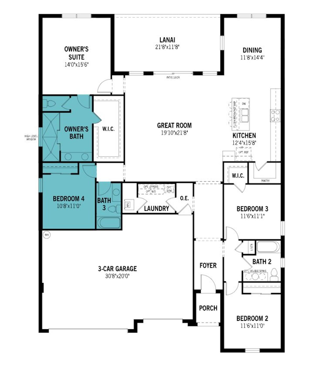 2D floor plan layout of this home in Meadowlark Landing, Apopka, FL (Image 2).