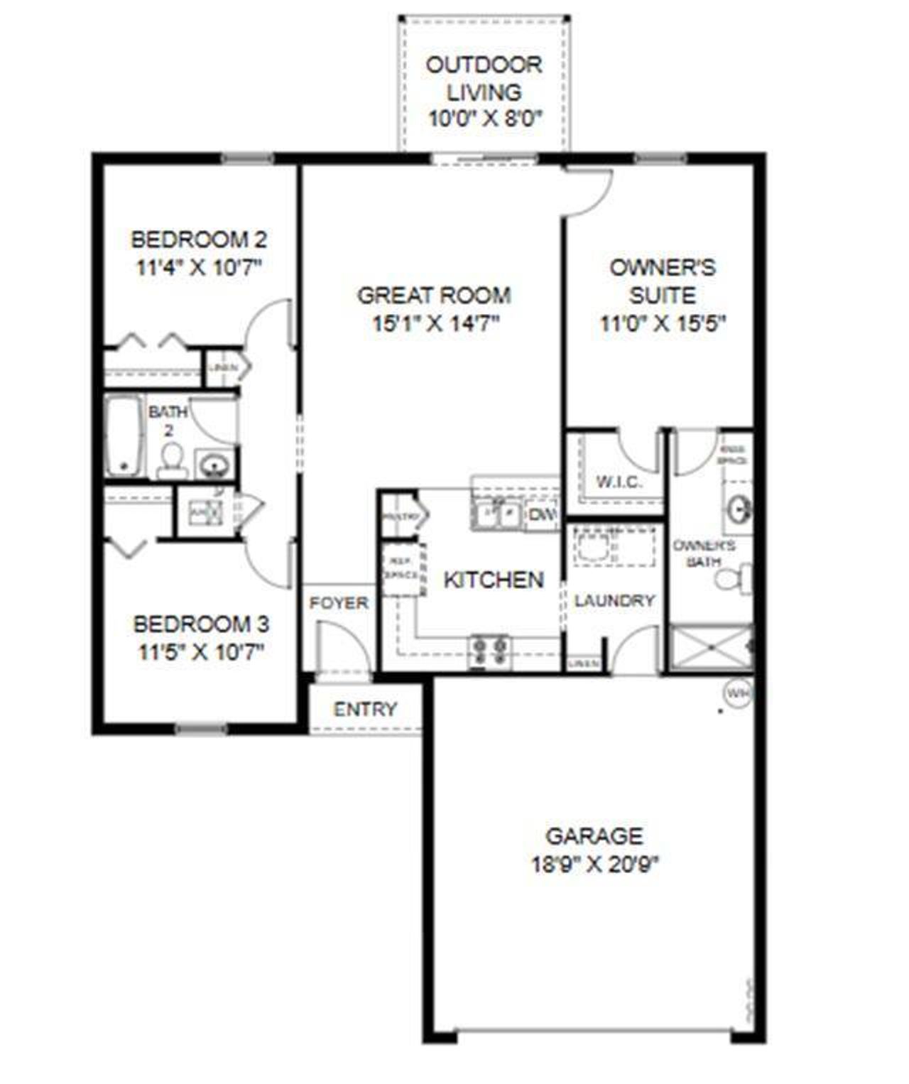 2D floor plan layout of this home in Mallard Landing, Okeechobee, FL (Image 2).