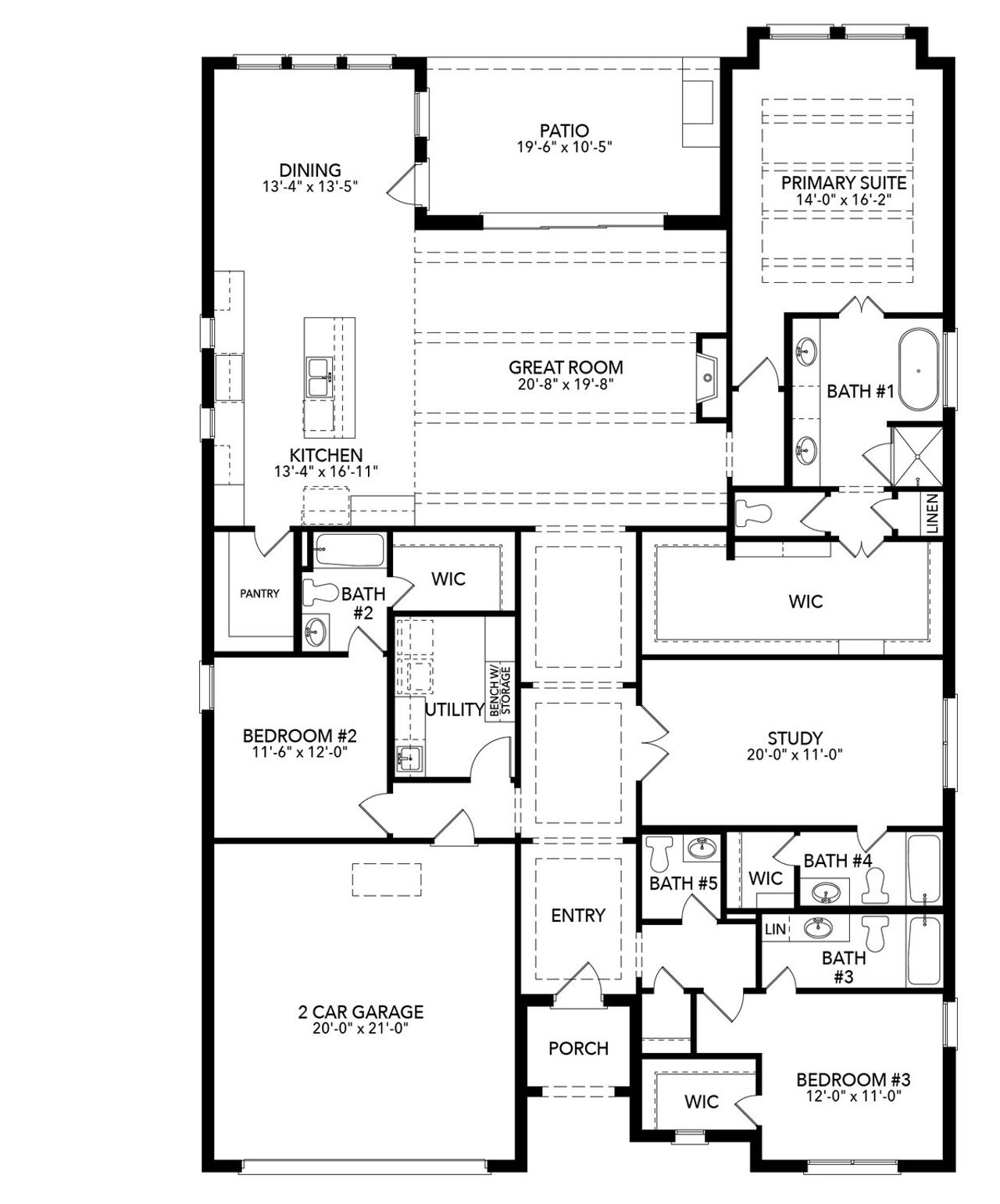 2D floor plan layout of this home in Rio Vista at Kelly Ranch, Aledo, TX (Image 2).