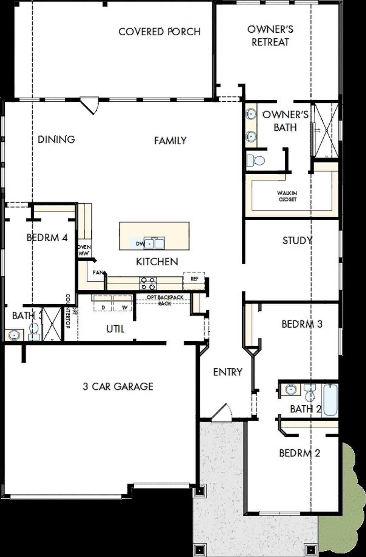 2D floor plan layout of this home in Davis Ranch 60', San Antonio, TX (Image 2).