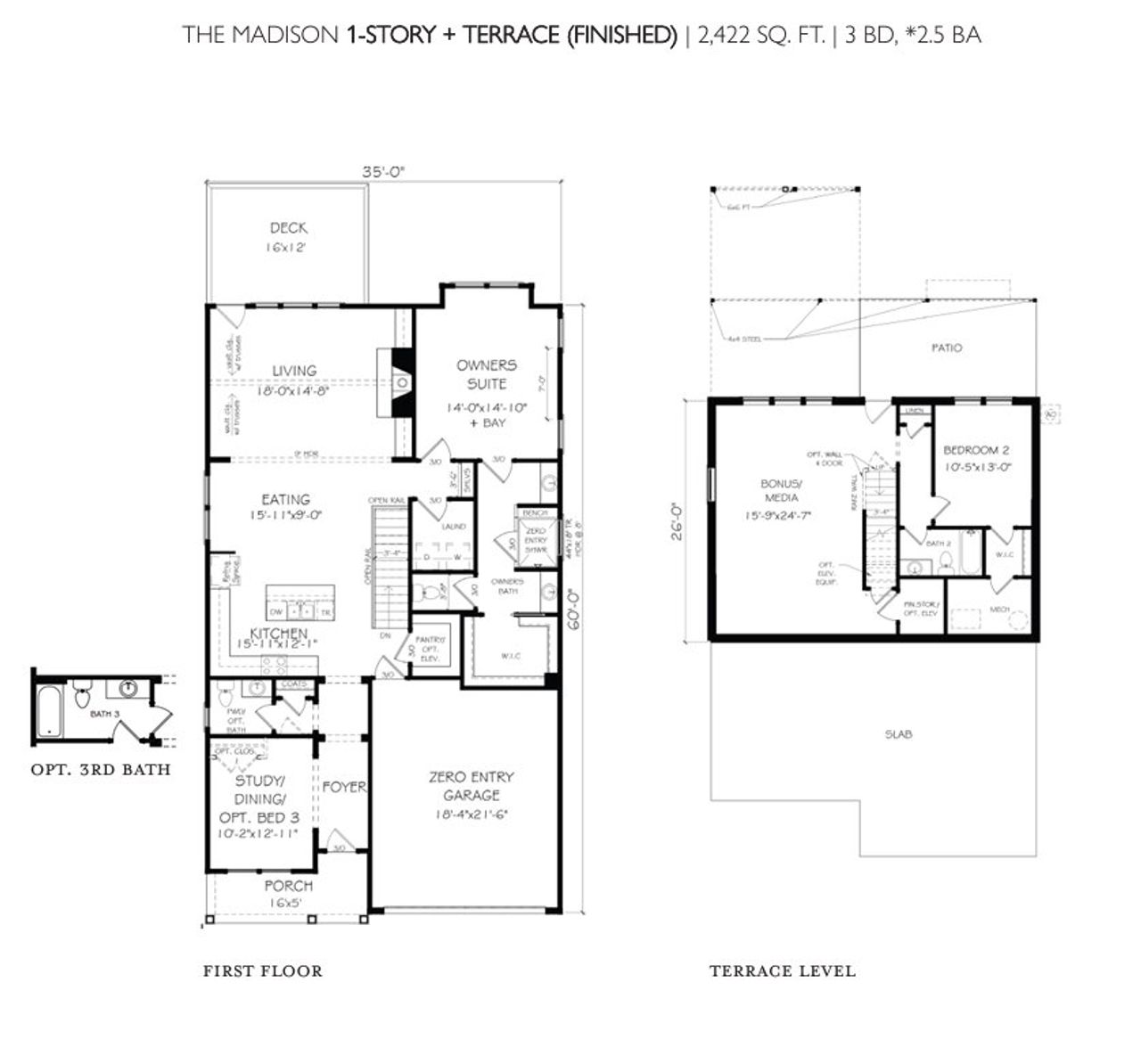 2D floor plan layout for the The Madison by JW Collection in Lakeside at River Green, Canton, GA (Image 2).