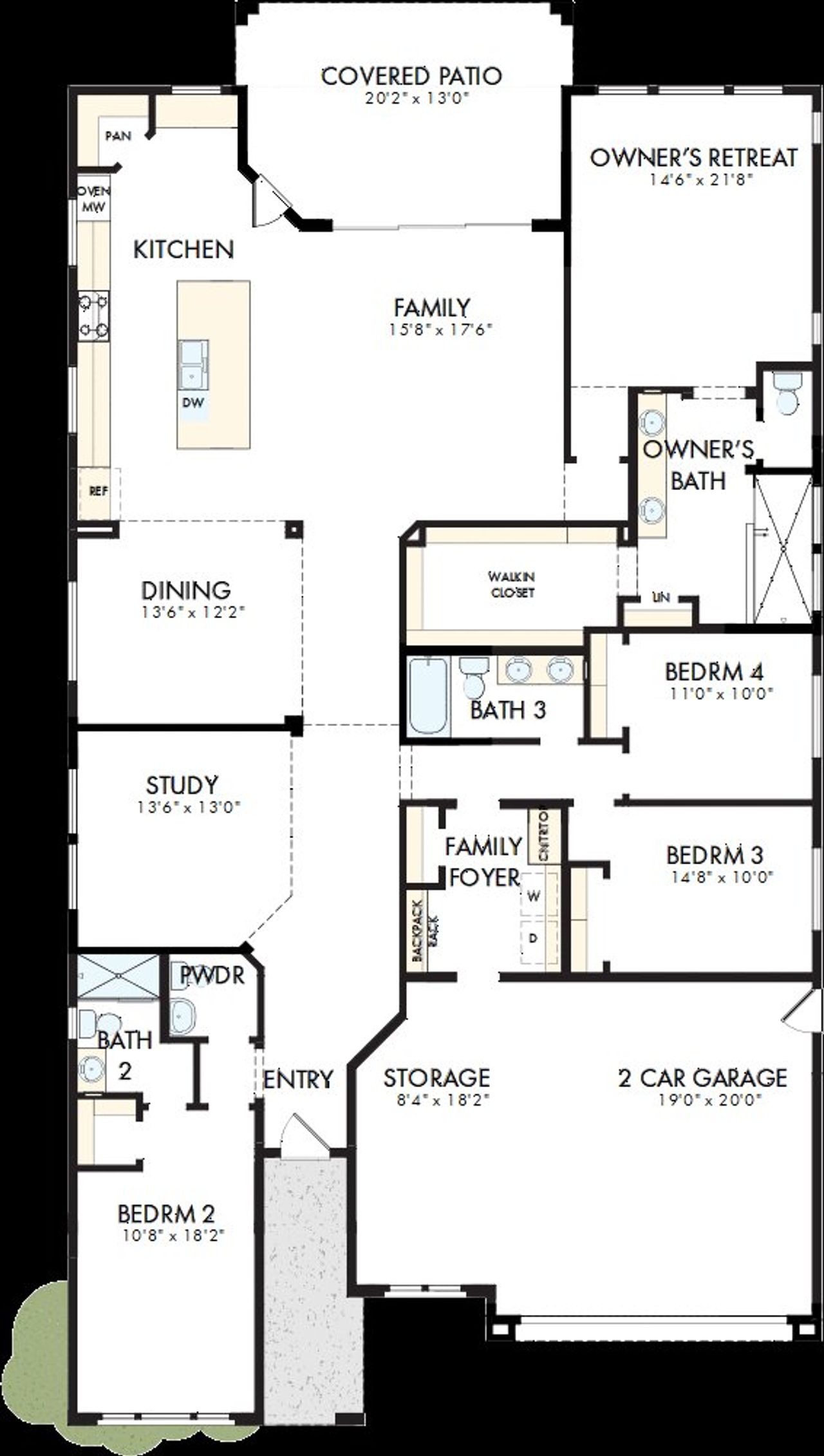 2D floor plan layout of this home in Skyline at Verrado Regent Hills, Buckeye, AZ (Image 2).