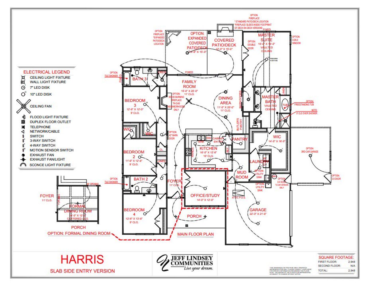2D floor plan layout for the Harris F by Jeff Lindsey Communities in Ellerbe, Newnan, GA (Image 2).