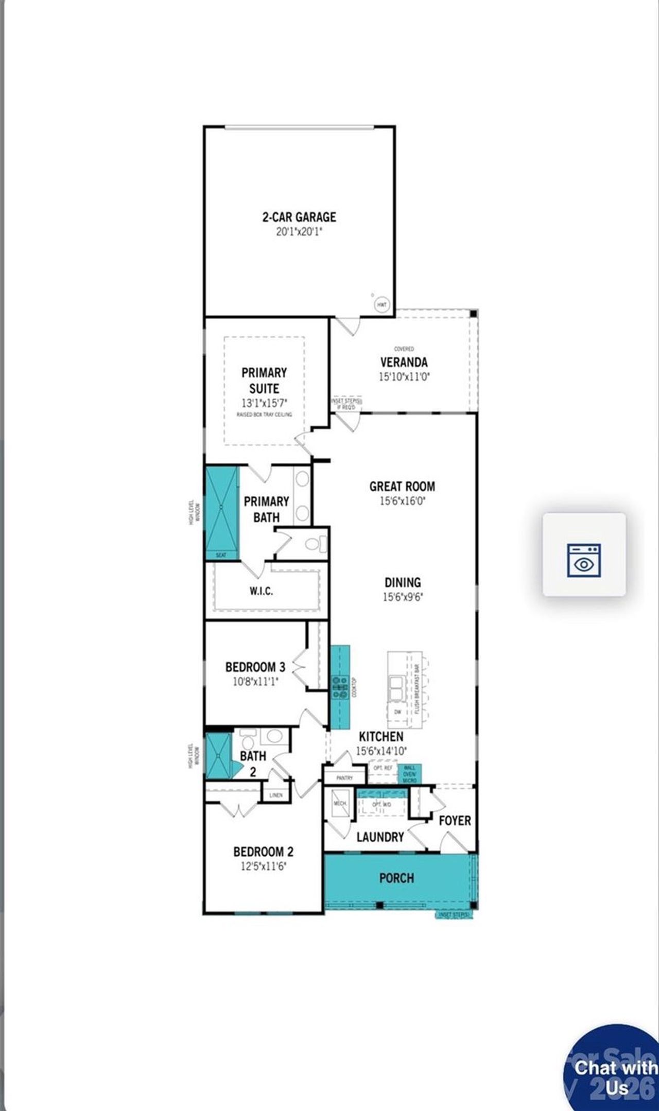 2D floor plan layout of this home in Bratton Pointe, Rock Hill, SC (Image 2).