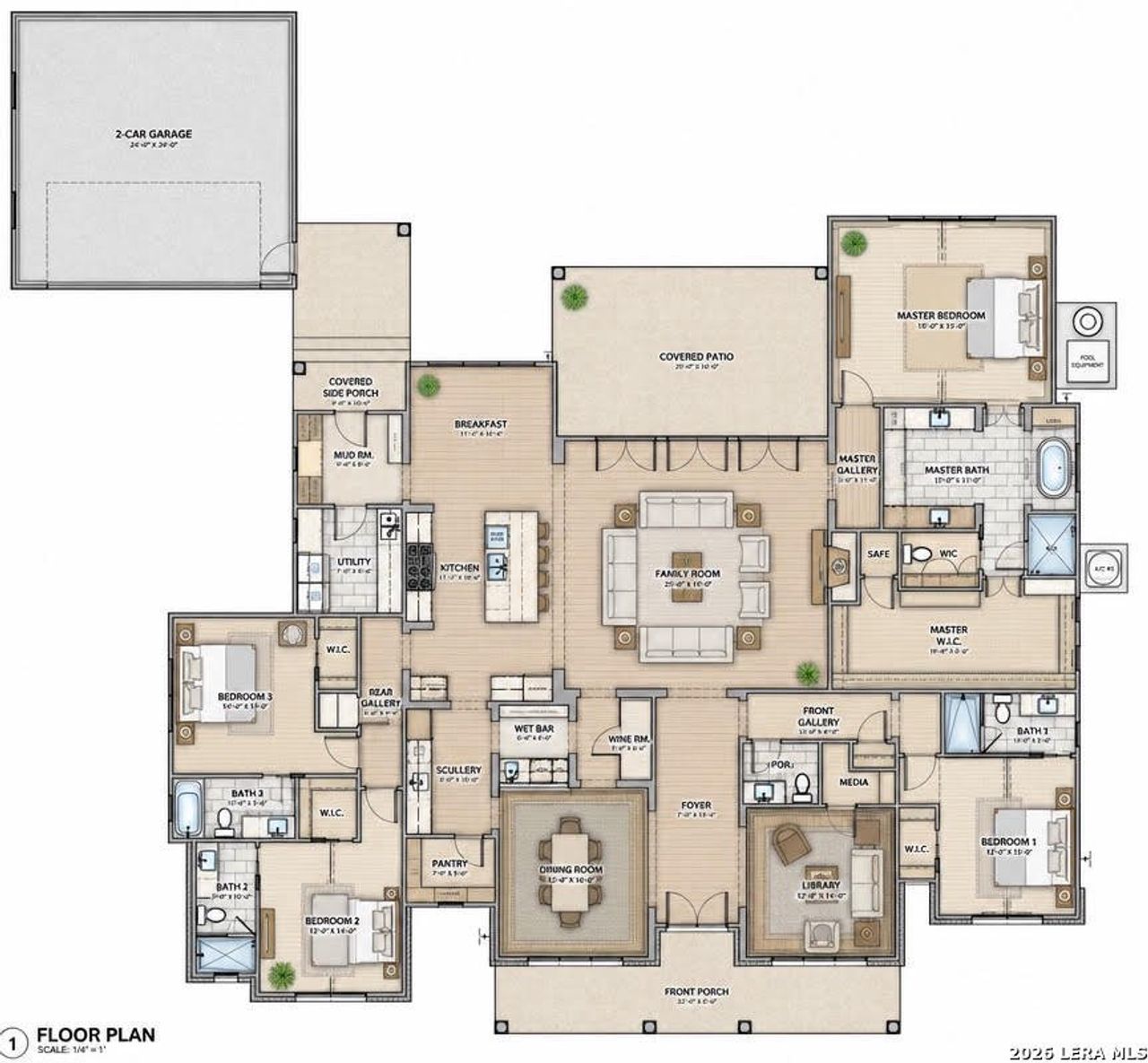 2D floor plan layout of this home in , Alamo Heights, TX (Image 2).