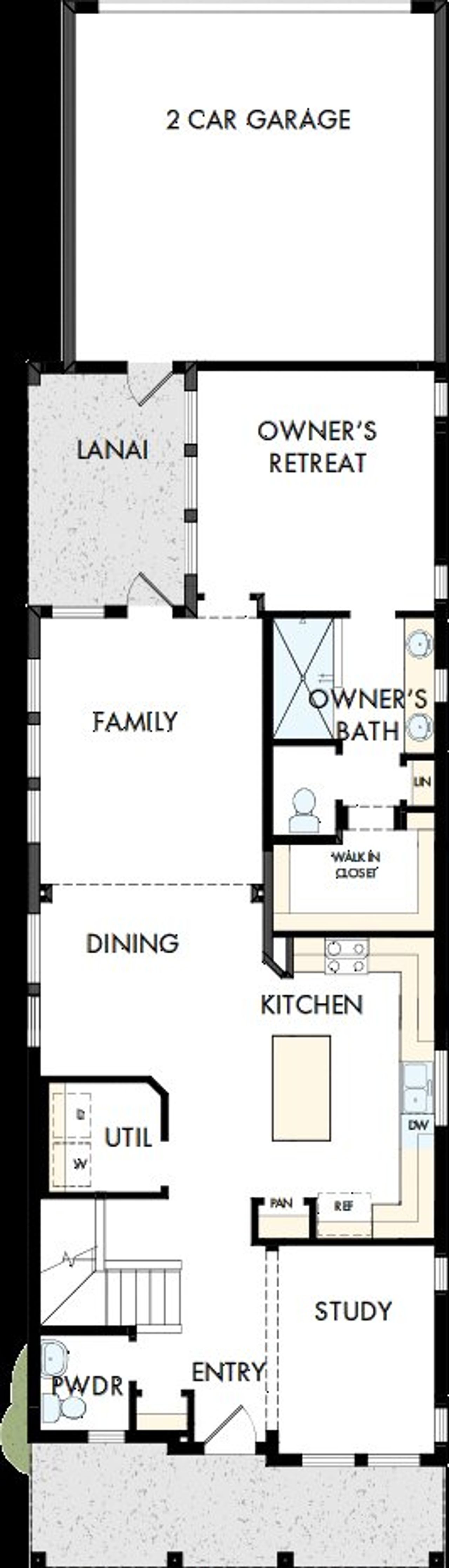 2D floor plan layout of this home in Reflections at Olympus – Valor, Clermont, FL (Image 2).