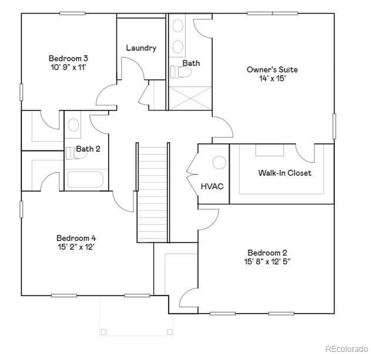 2D floor plan layout of this home in Eastcreek Farm: The Camden Collection, Thornton, CO (Image 2).
